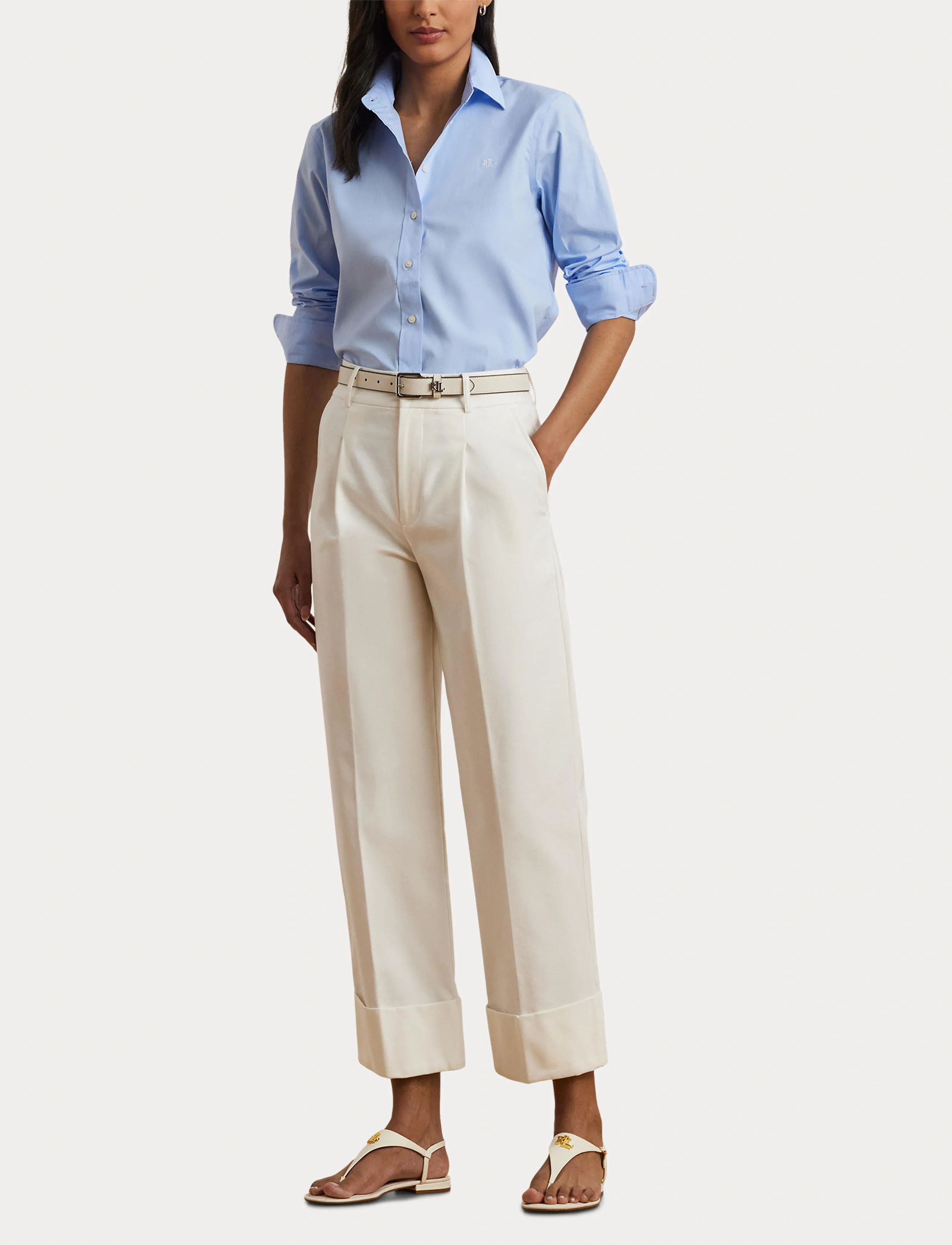 lauren by ralph lauren ultraflex classic fit non-iron dress shirt 50s Strtch Non Iron-ls W/ Chst Emb (RAF200684553) Size:2L