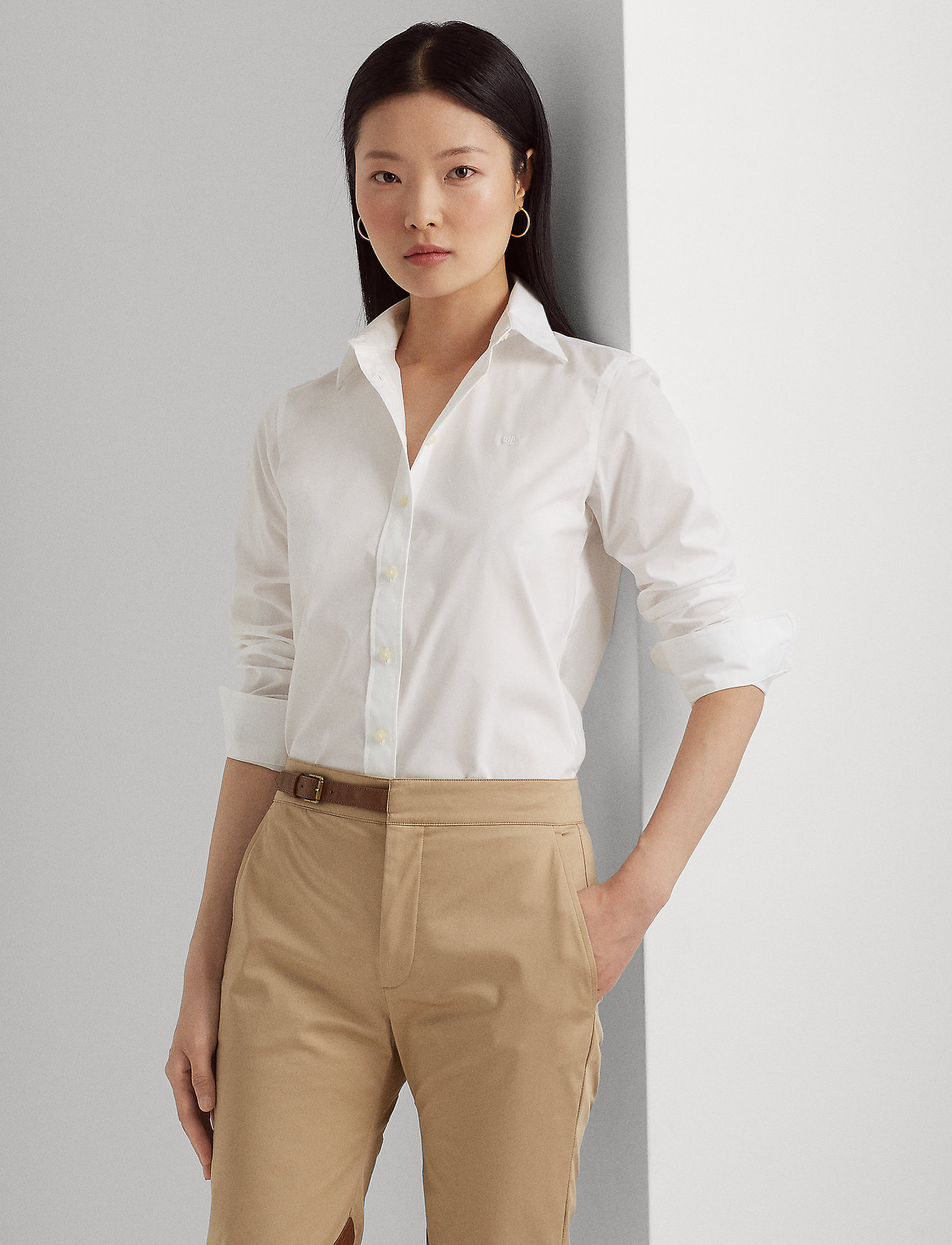 Lauren Ralph Lauren - Easy Care Stretch Cotton Shirt - koszule z długimi rękawami - white - 0