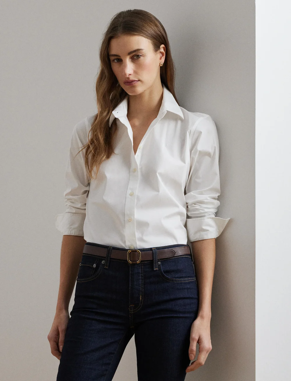 Lauren Ralph Lauren - Easy Care Stretch Cotton Shirt - denim shirts - white - 3