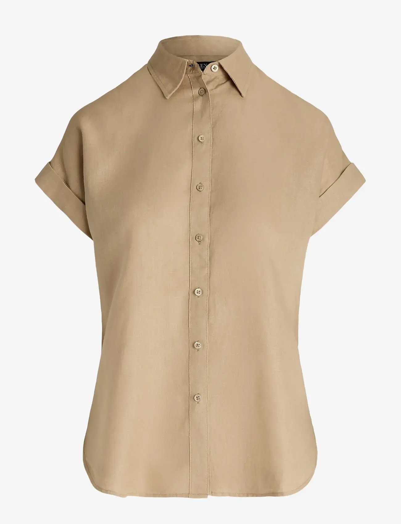Lauren Ralph Lauren - TISSUE LINEN-SS SHIRT - hørskjorter - birch tan - 1
