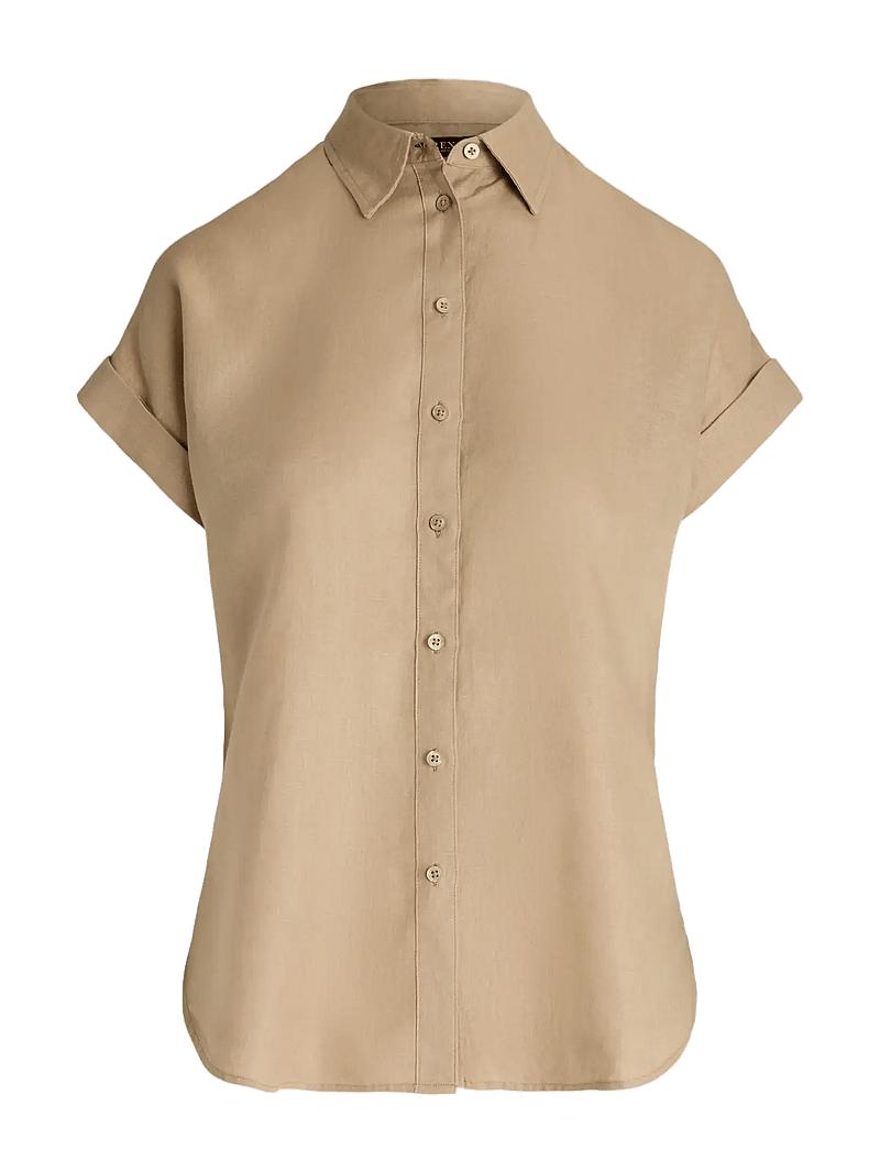 Lauren Ralph Lauren - TISSUE LINEN-SS SHIRT - hørskjorter - birch tan - 1