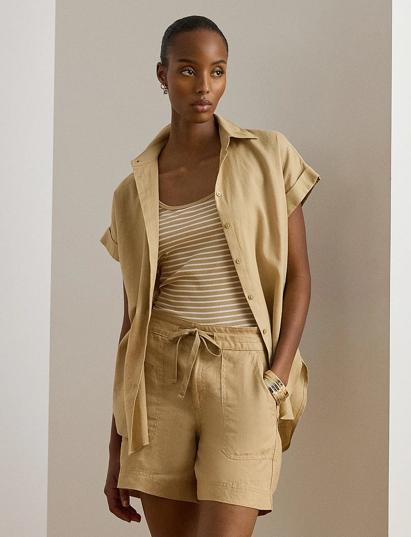 Lauren Ralph Lauren - TISSUE LINEN-SS SHIRT - hørskjorter - birch tan - 2