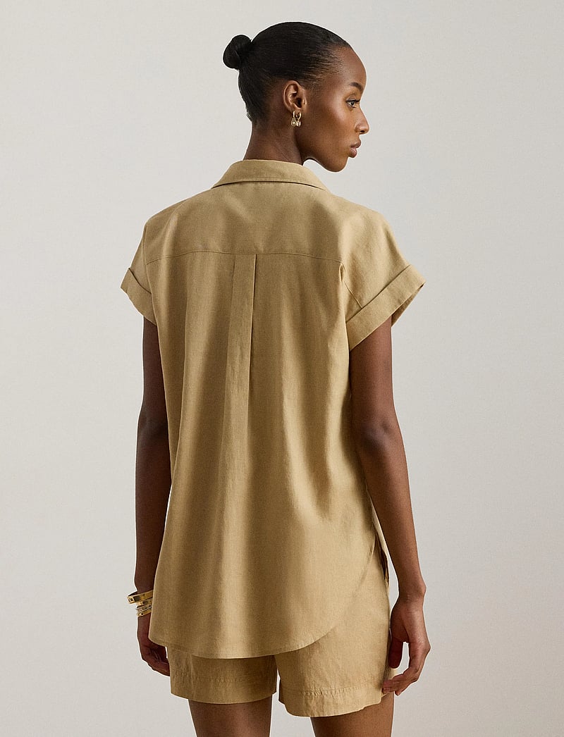 Lauren Ralph Lauren - TISSUE LINEN-SS SHIRT - hørskjorter - birch tan - 4