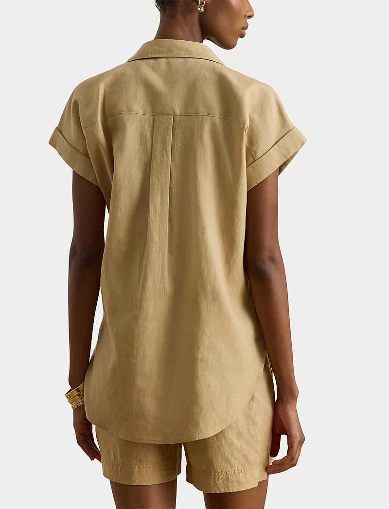 Lauren Ralph Lauren - TISSUE LINEN-SS SHIRT - hørskjorter - birch tan - 5