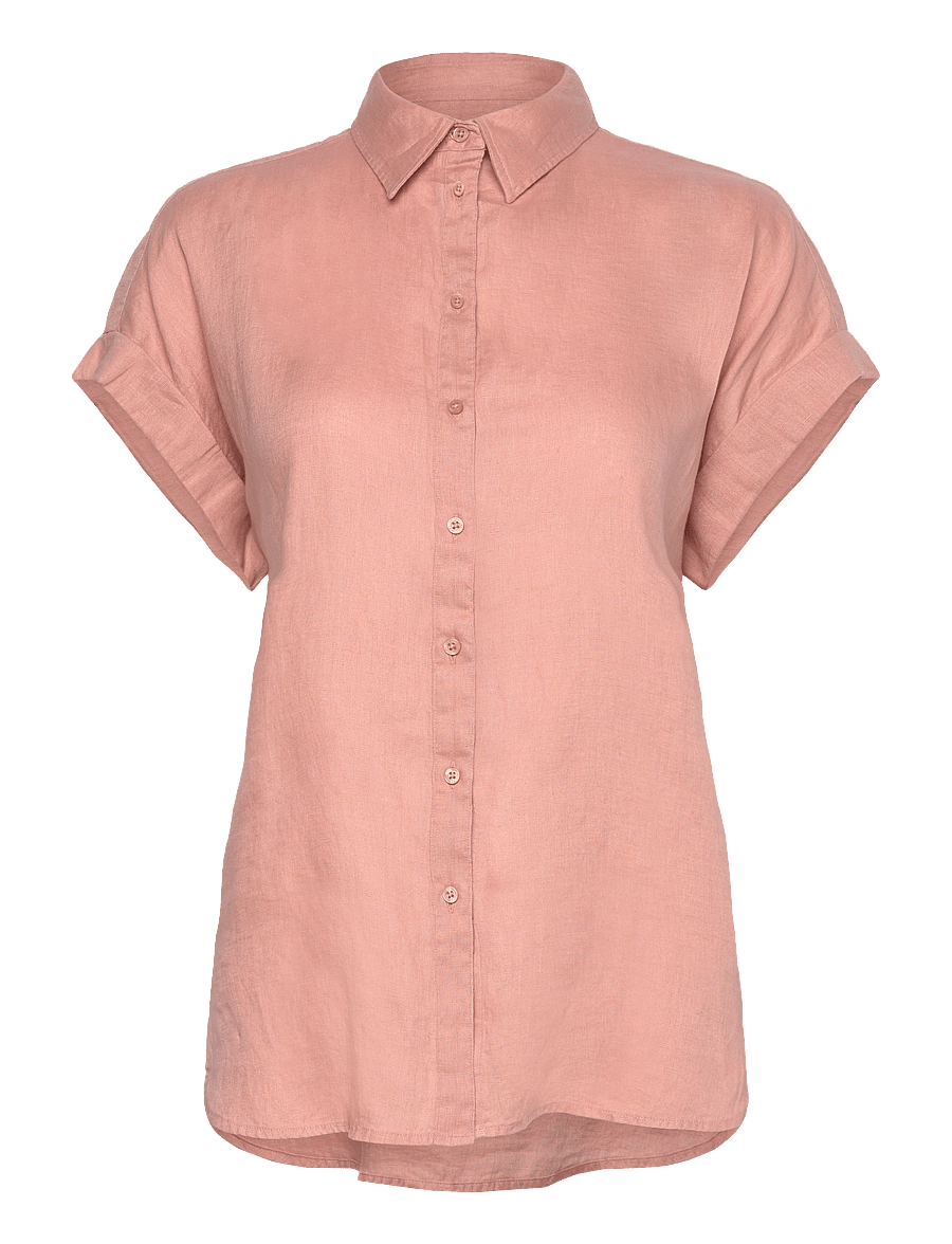 Lauren Ralph Lauren - Relaxed Fit Linen Short-Sleeve Shirt - linneskjortor - sunrise blush - 0