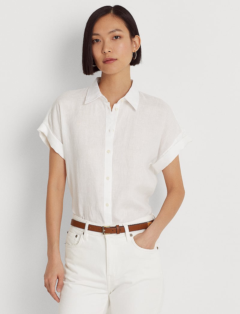 Lauren Ralph Lauren - Relaxed Fit Linen Short-Sleeve Shirt - leinenhemden - white - 0