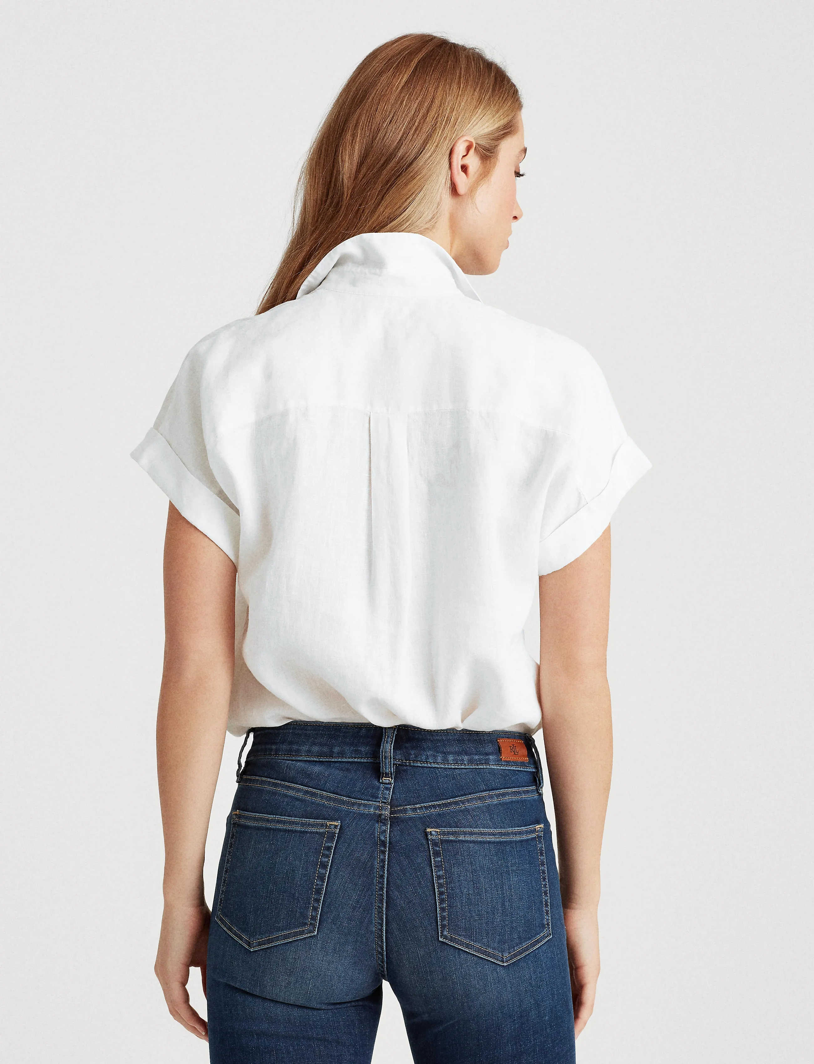 Lauren Ralph Lauren - TISSUE LINEN-SS SHIRT - hørskjorter - white - 4