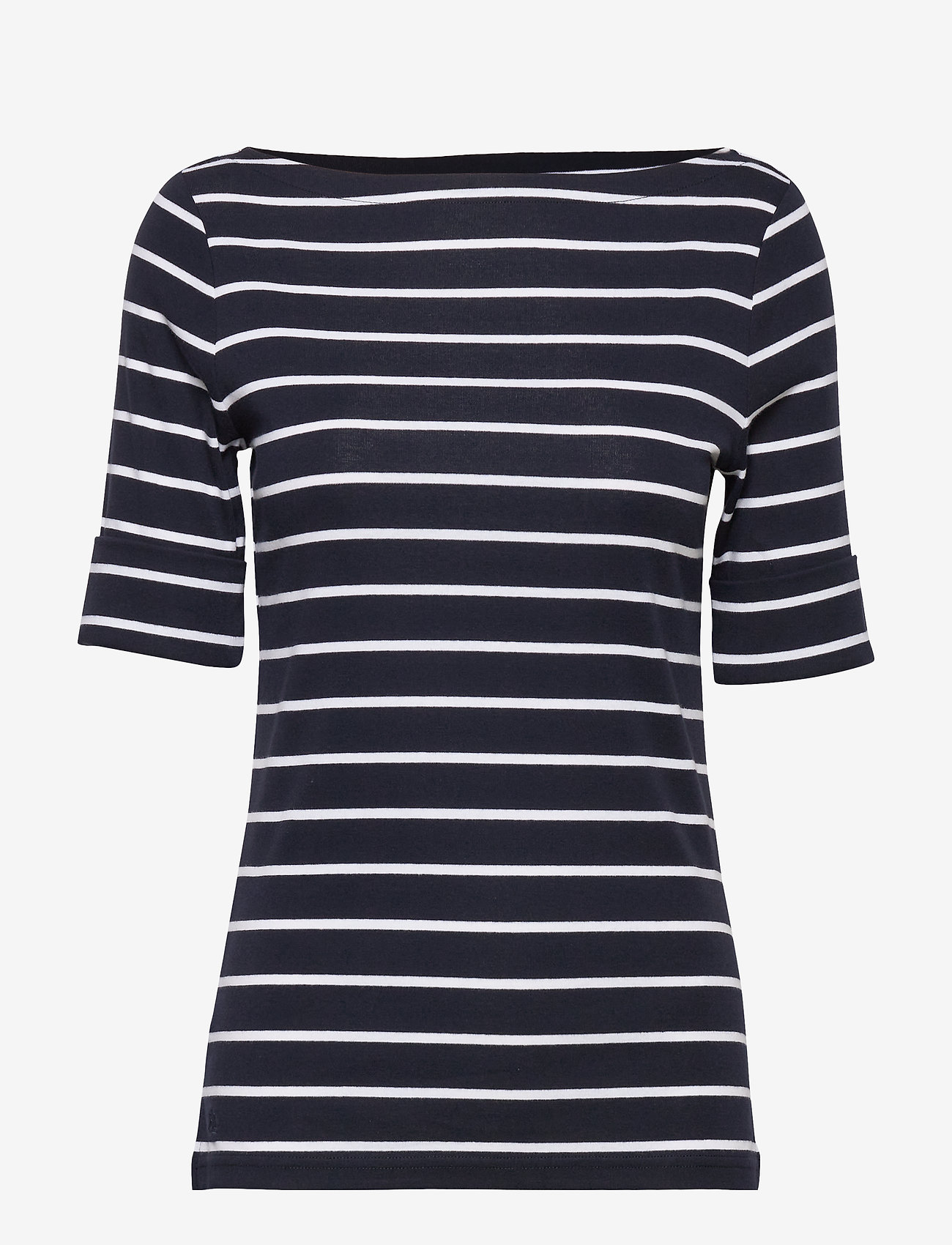 Lauren Ralph Lauren - Striped Boatneck Top - marškinėliai - lauren navy/white - 0