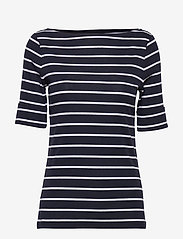 Lauren Ralph Lauren - Striped Boatneck Top - marškinėliai - lauren navy/white - 0
