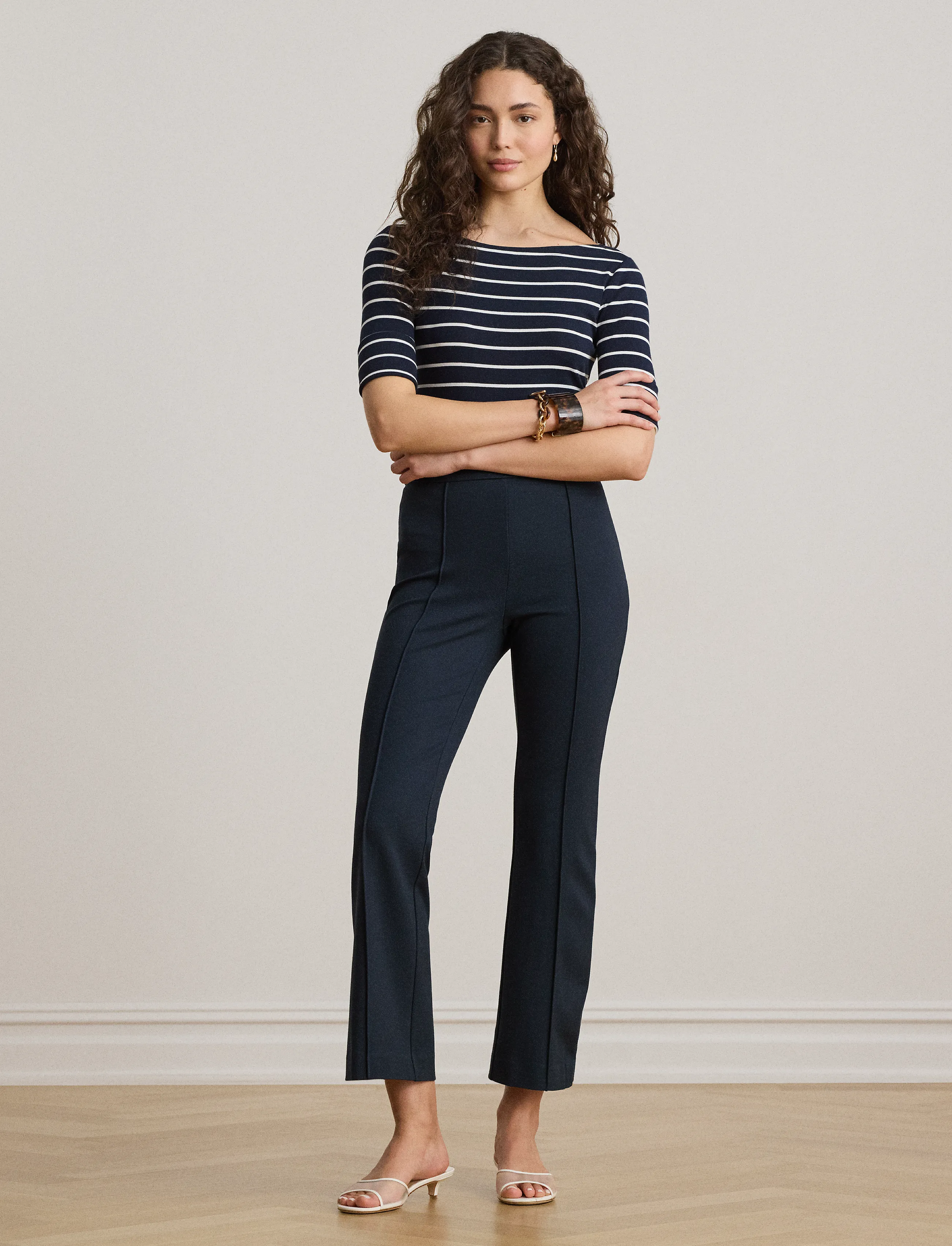Lauren Ralph Lauren Striped Stretch Cotton Boatneck Tee blusar dam – bild 5