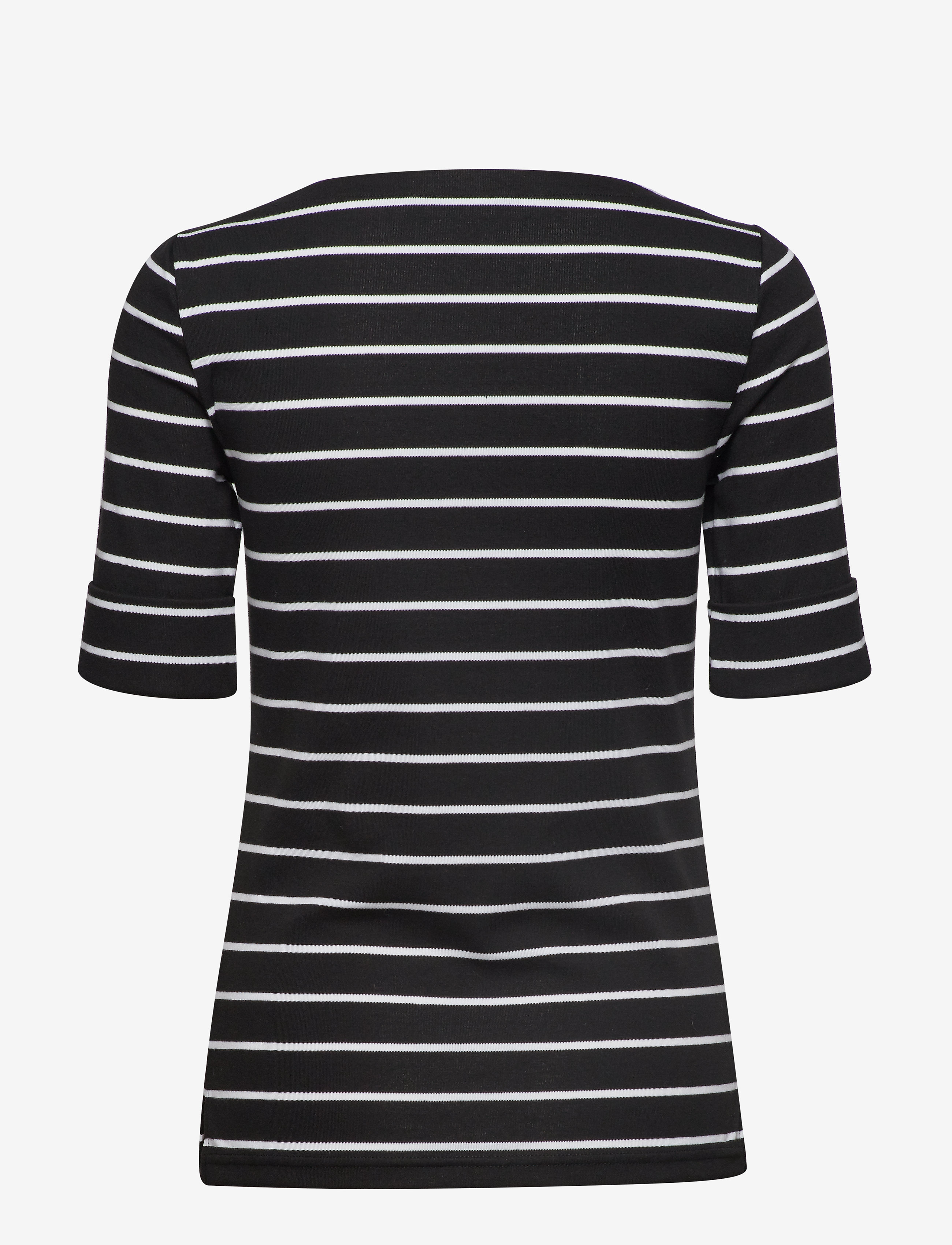 Lauren Ralph Lauren - Striped Stretch Cotton Boatneck Tee - t-shirts - polo black/white - 1