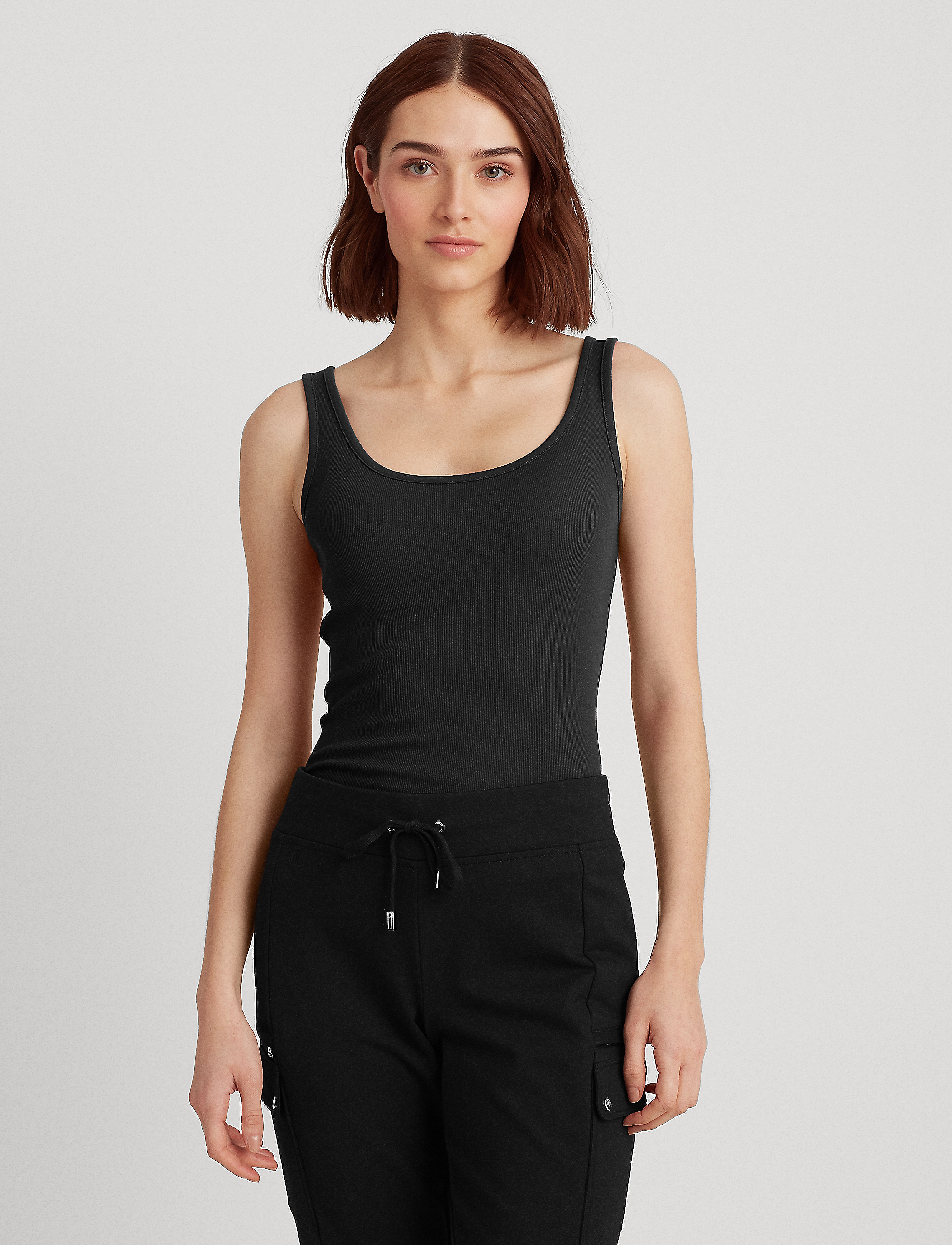Lauren Ralph Lauren Stretch Cotton Tank Top - T-shirts & Tops - POLO BLACK / black
