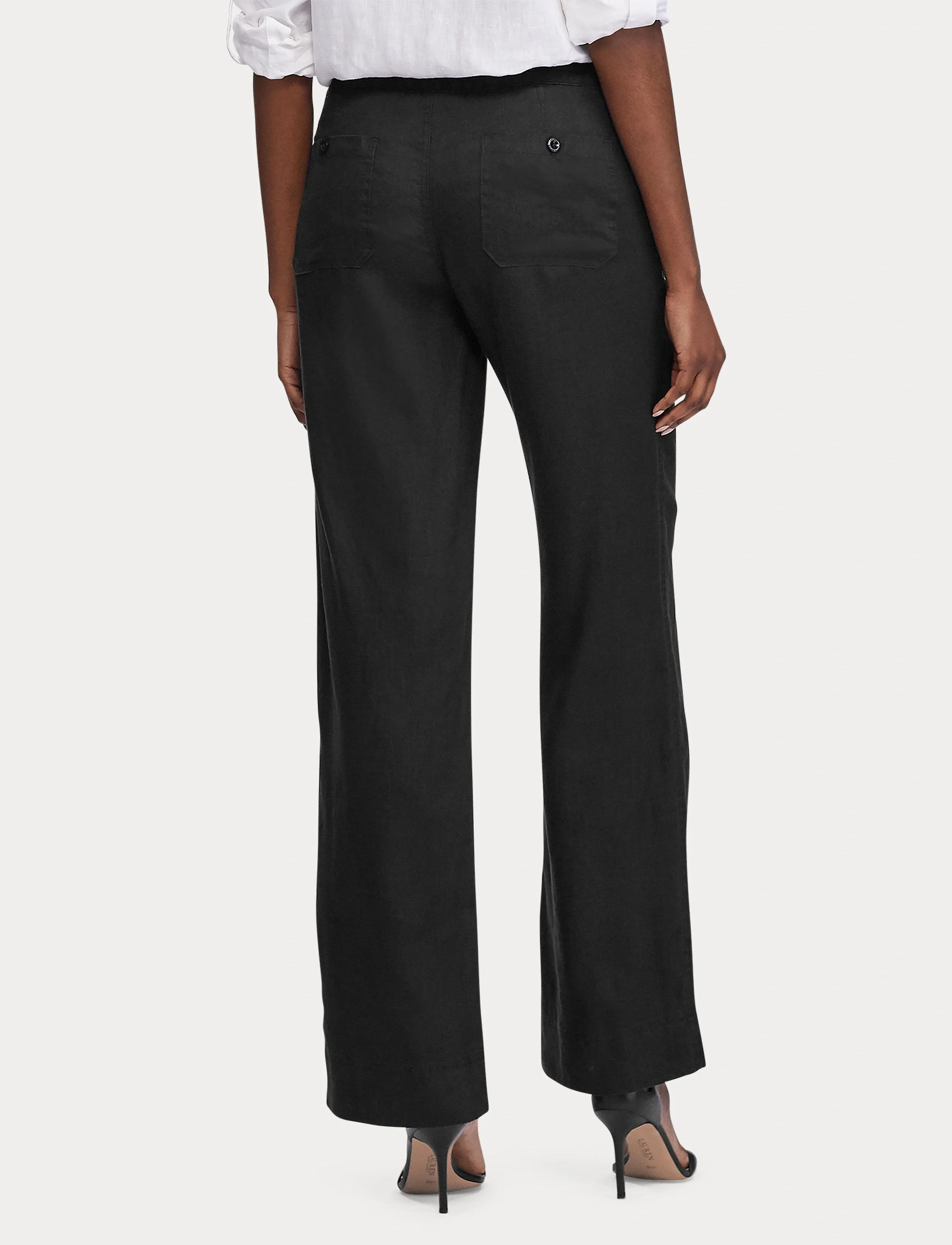 Lauren Ralph Lauren - Linen Wide-Leg Pant - linnebyxor - polo black - 5