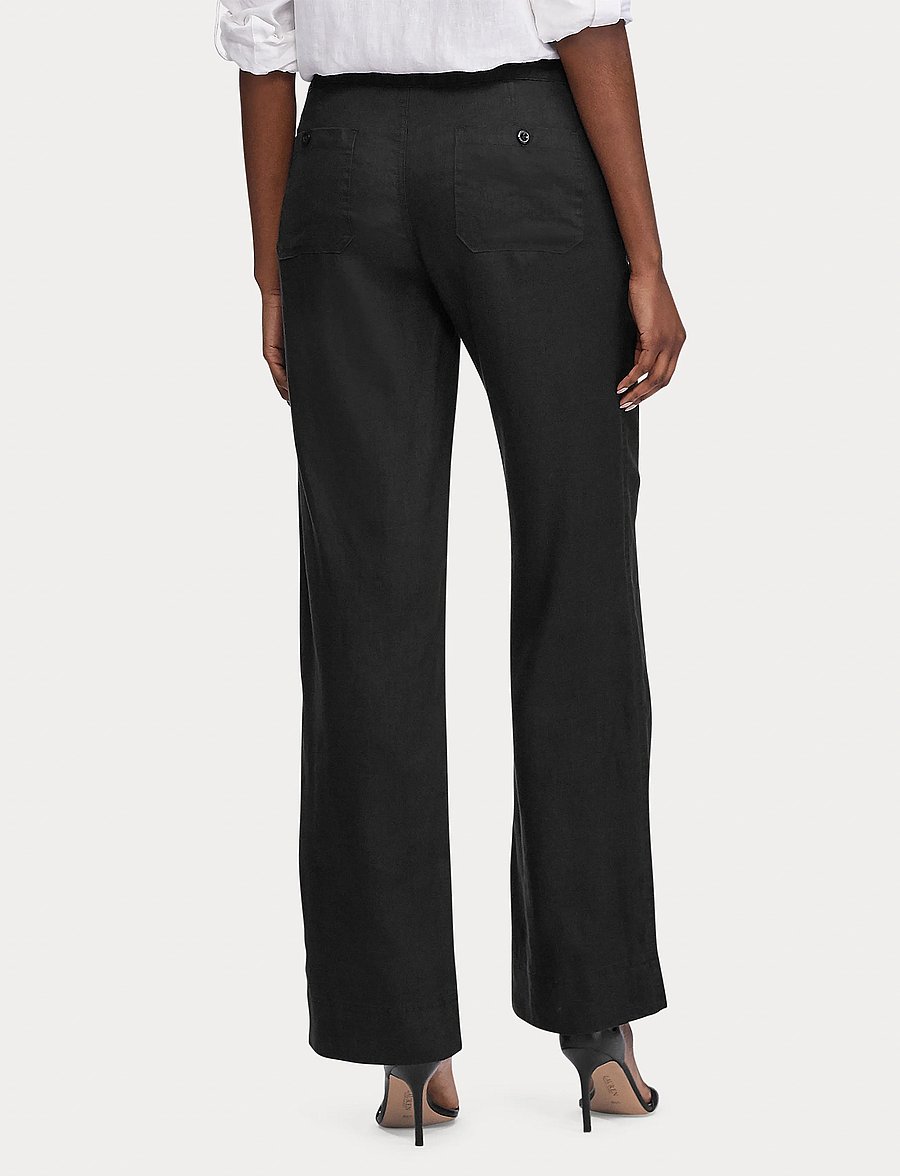 Lauren Ralph Lauren - Linen Wide-Leg Pant - linnebyxor - polo black - 5