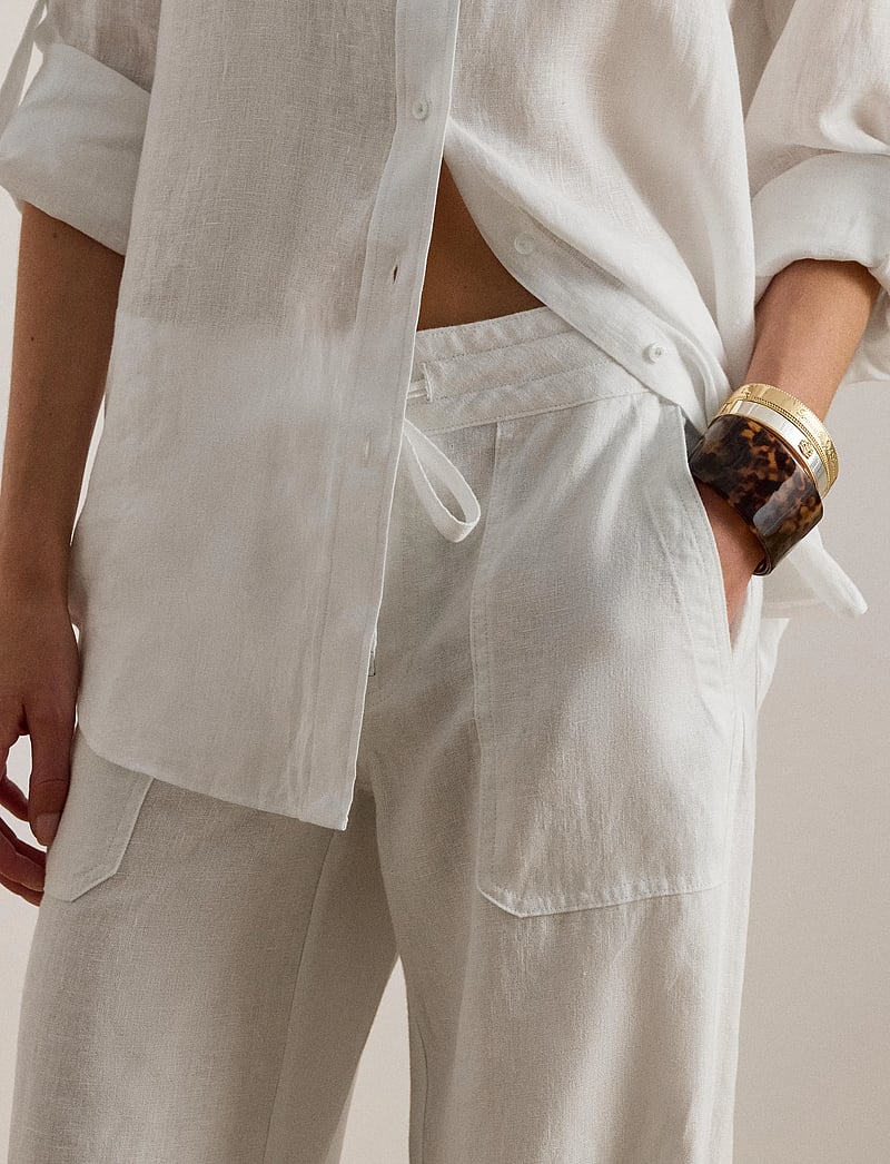 Lauren Ralph Lauren - Linen Wide-Leg Pant - leinenhosen - white - 4