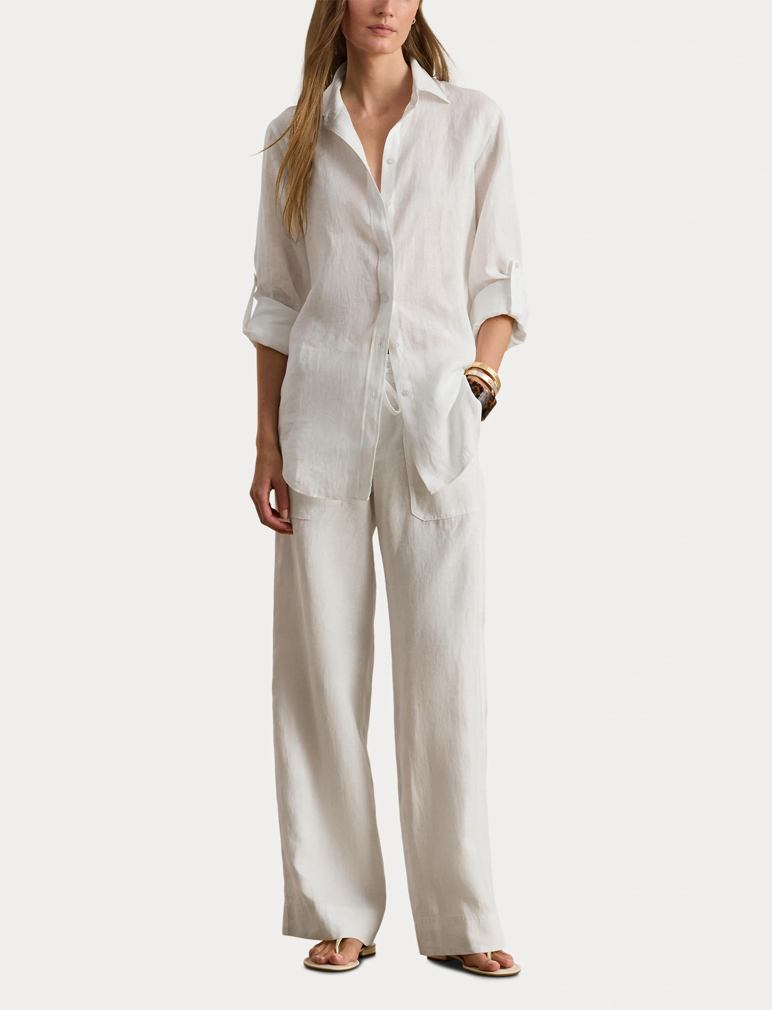 Lauren Ralph Lauren Linen Wide-Leg Pant linnebyxor dam – bild 8
