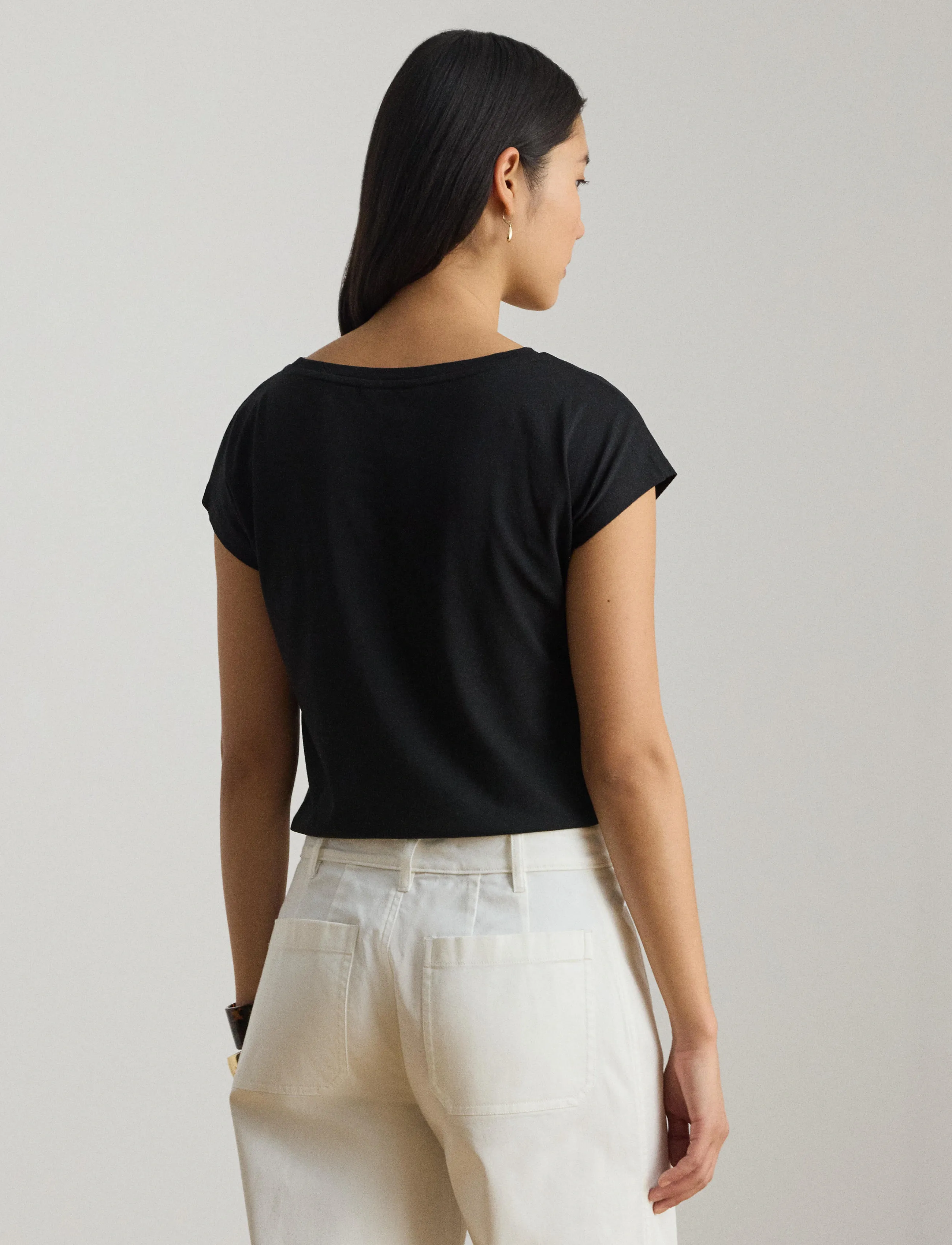 Lauren Ralph Lauren - Logo-Print Cotton-Blend Tee - t-shirts - polo black - 3