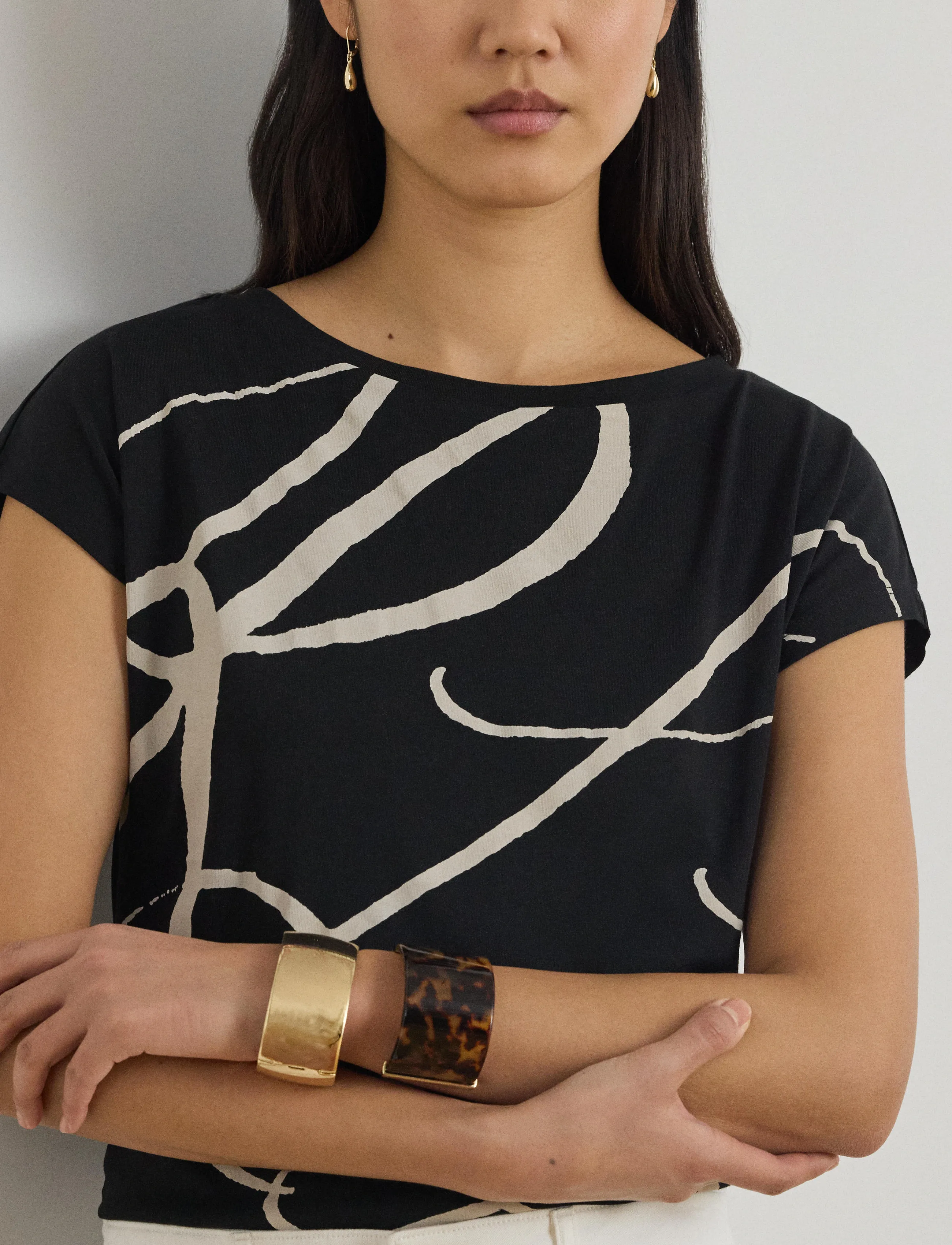 Lauren Ralph Lauren - Logo-Print Cotton-Blend Tee - t-shirts - polo black - 4