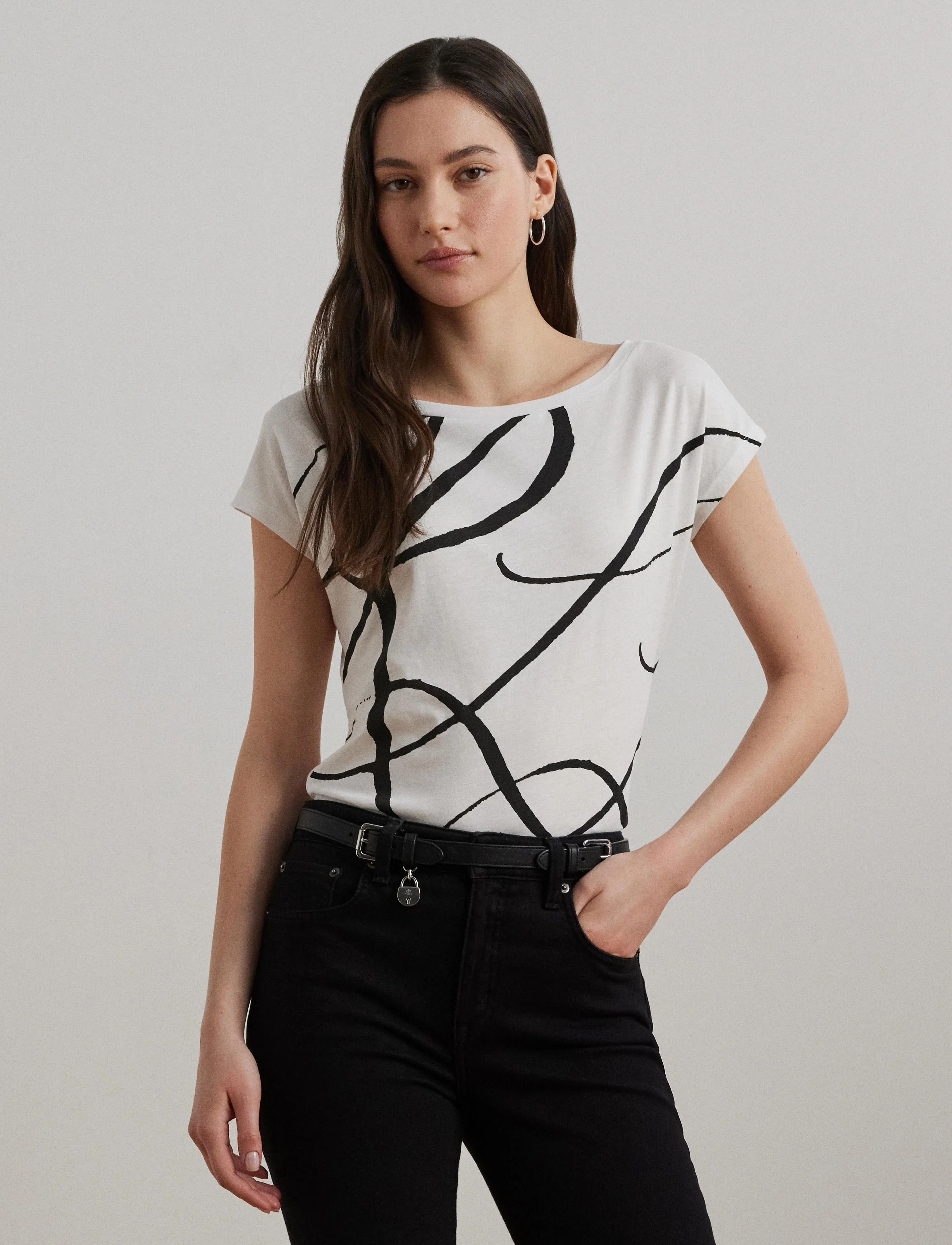 Lauren Ralph Lauren Logo-Print Cotton-Blend Tee - Lauren Ralph Lauren - WHITE / white