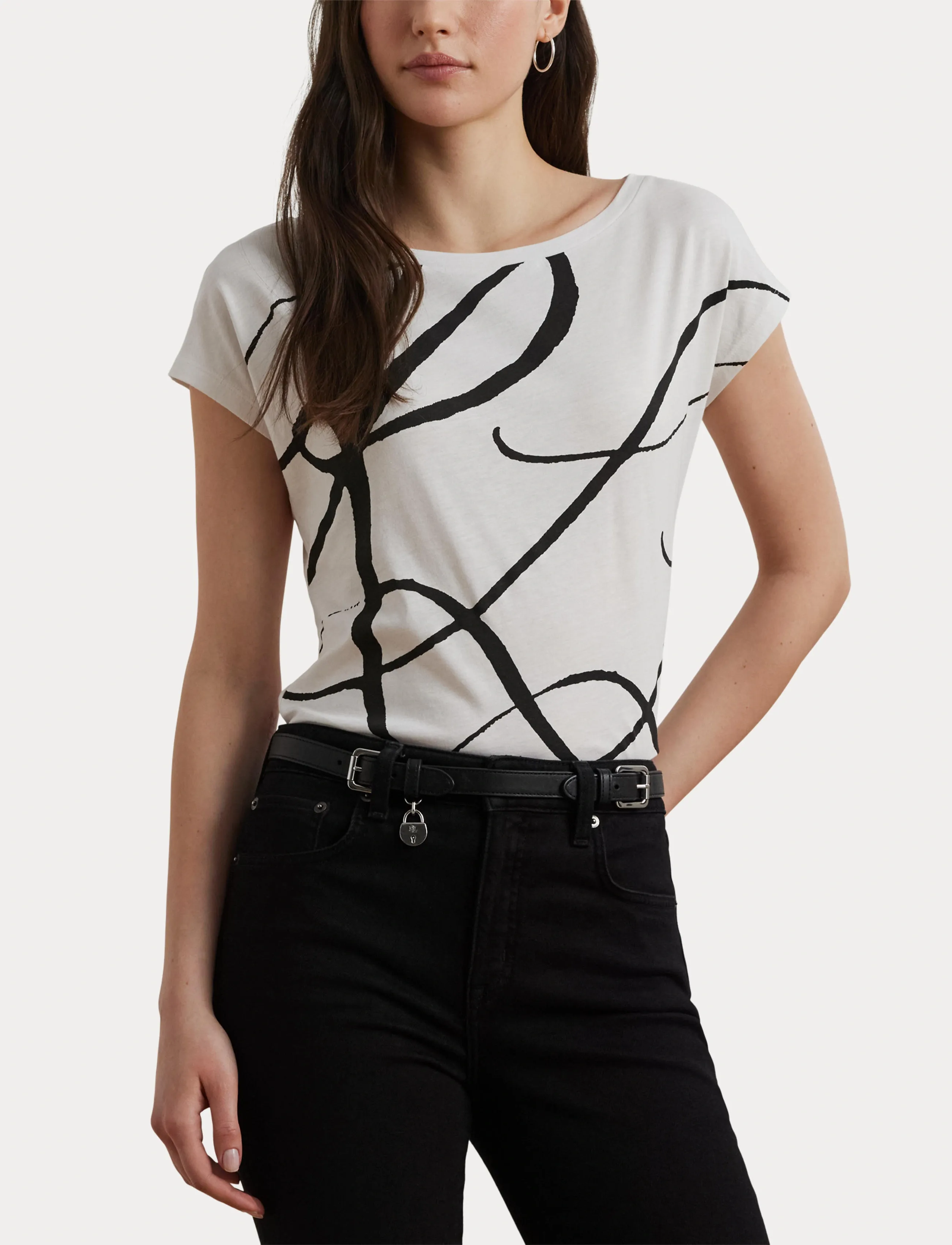 Lauren Ralph Lauren Logo-Print Cotton-Blend Tee - Lauren Ralph Lauren - WHITE / white