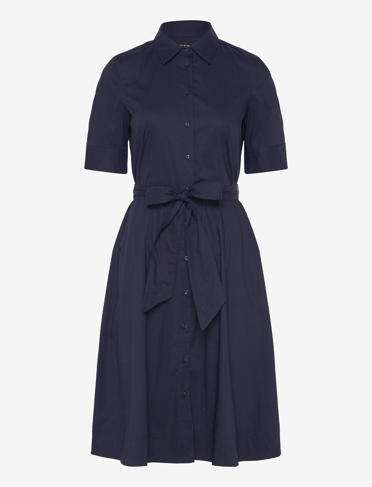 Lauren Ralph Lauren - Belted Cotton-Blend Shirtdress - skjortekjoler - lauren navy - 1