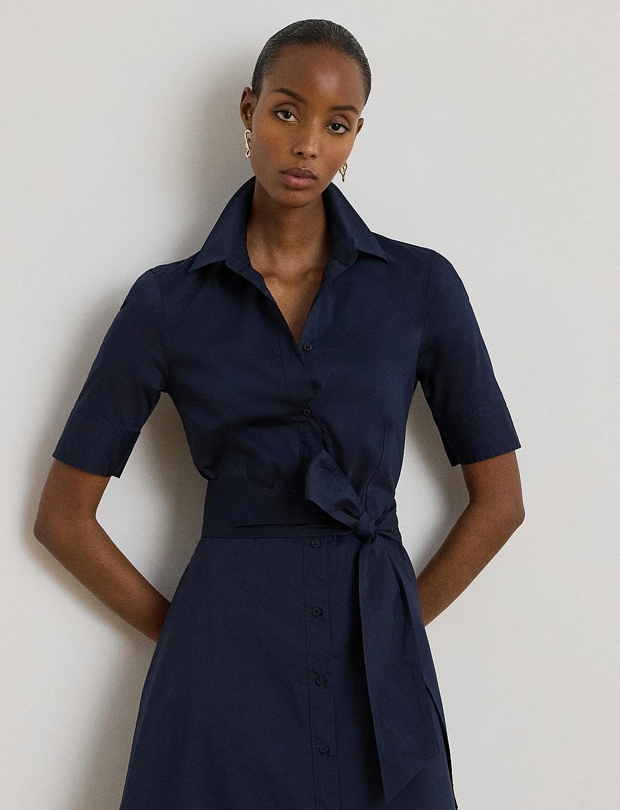 Lauren Ralph Lauren - SILKY STRTCH COTTON-DRESS - midi-kleider - lauren navy - 0