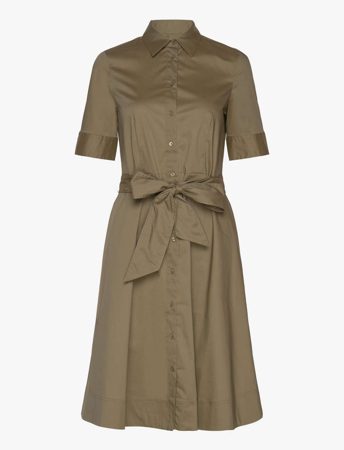Lauren Ralph Lauren - Belted Cotton-Blend Shirtdress - marškinių tipo suknelės - olive fern - 0