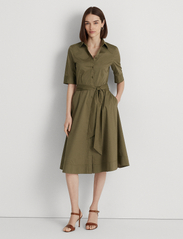 Lauren Ralph Lauren - Belted Cotton-Blend Shirtdress - marškinių tipo suknelės - olive fern - 2