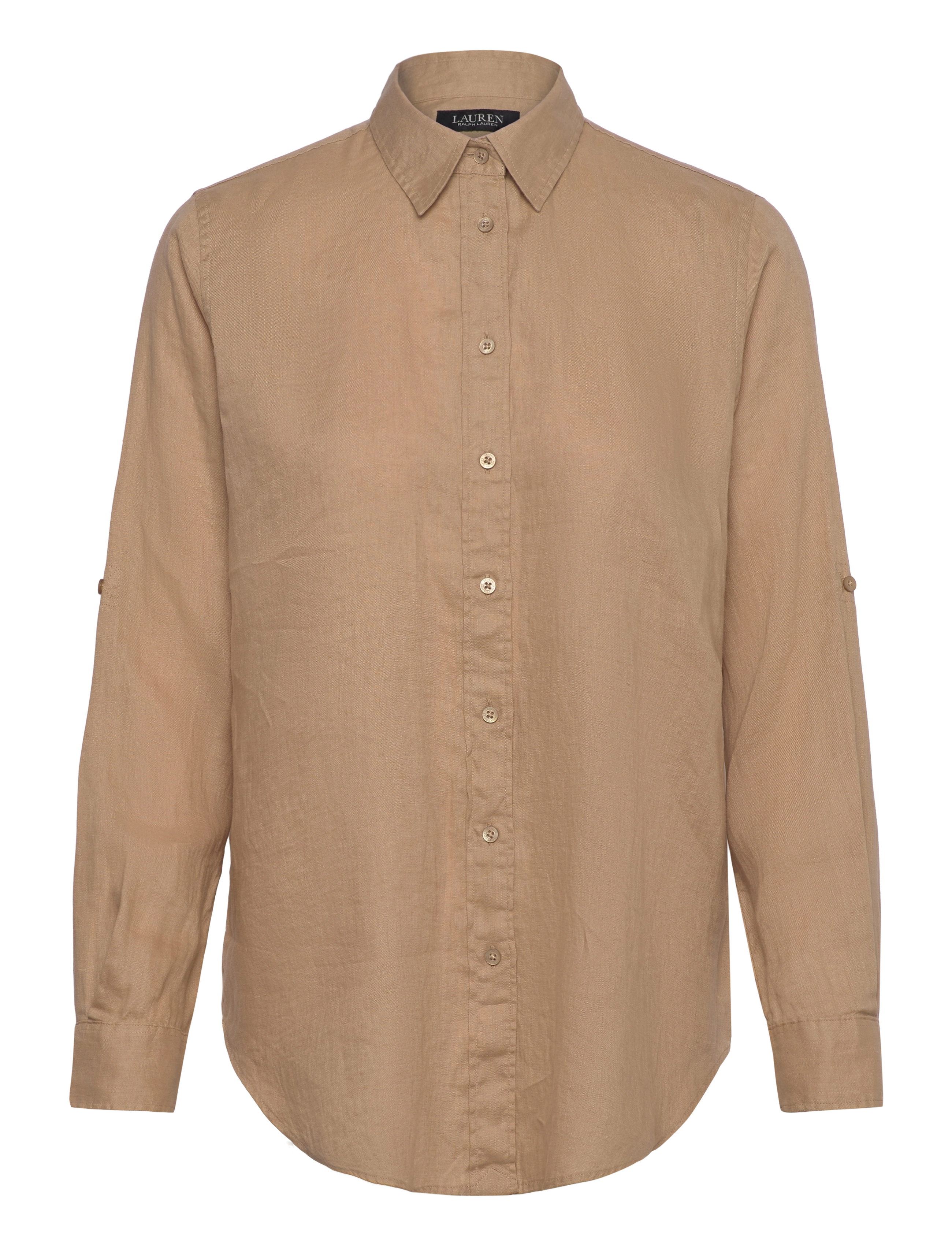 LAUREN RALPH LAUREN Relaxed Fit Linen Roll Tab–Sleeve Shirt Beige - L - Damen