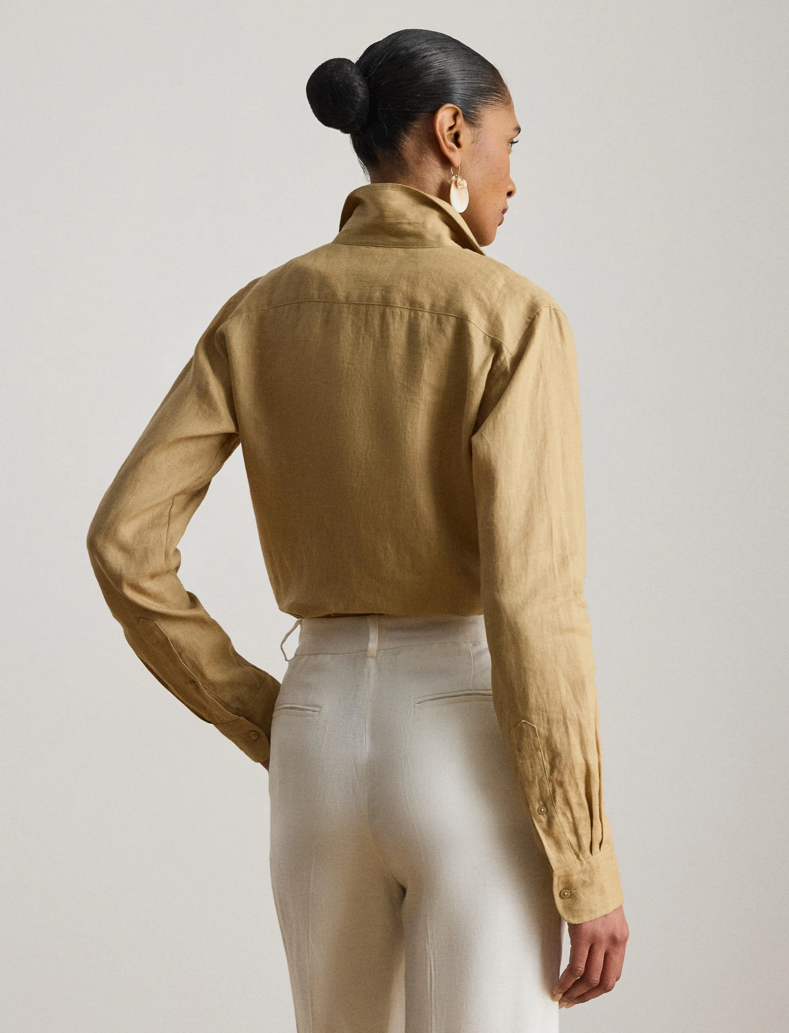 Lauren Ralph Lauren Relaxed Fit Linen Shirt - Koszule - BIRCH TAN / beige