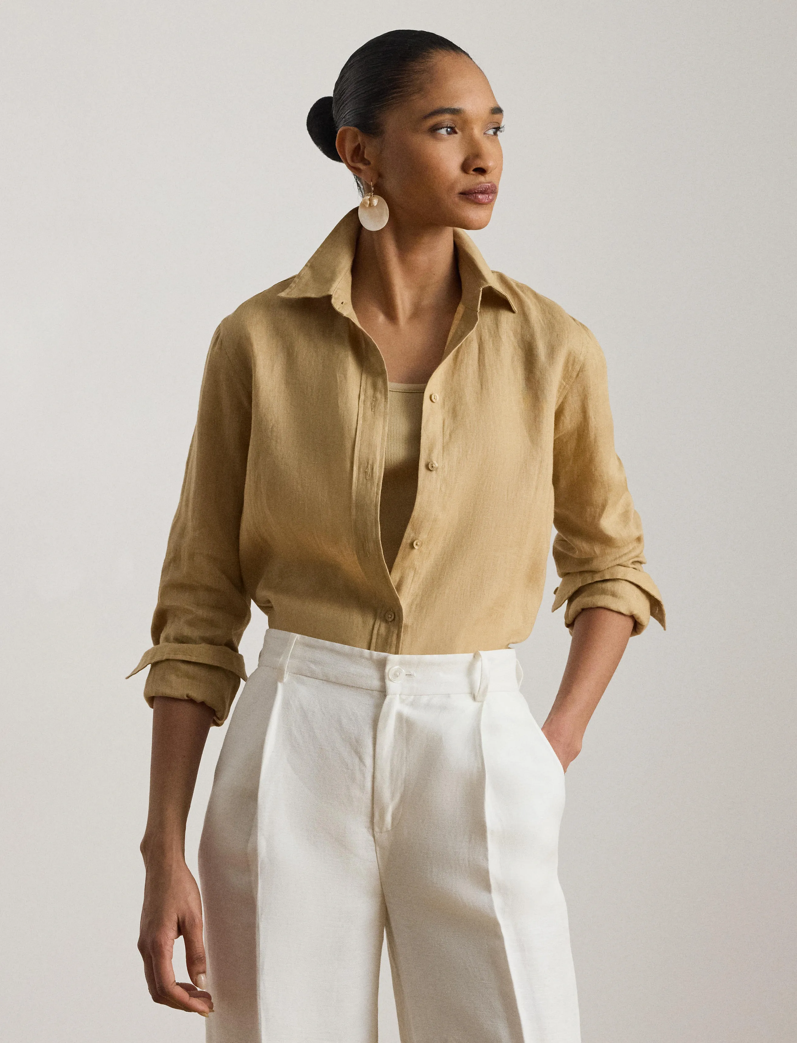 Lauren Ralph Lauren - Relaxed Fit Linen Shirt - linneskjortor - birch tan - 4