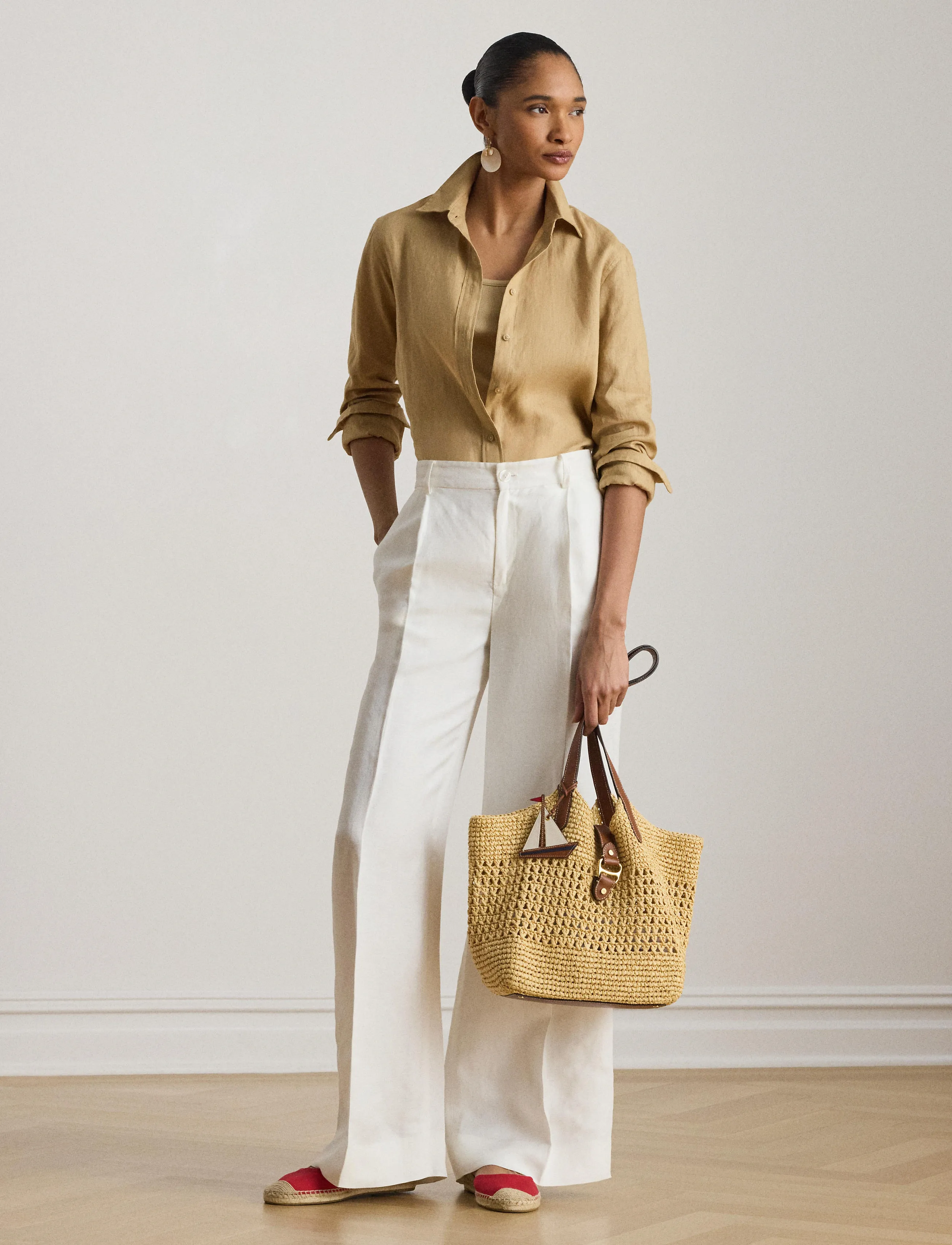 Lauren Ralph Lauren Relaxed Fit Linen Roll Tab–Sleeve Shirt skjortor dam – bild 4