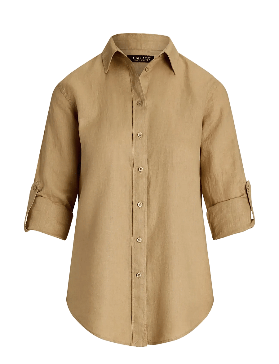 Lauren Ralph Lauren - Relaxed Fit Linen Roll Tab–Sleeve Shirt - leinenhemden - birch tan - 3