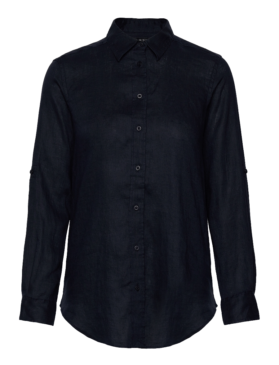 Lauren Ralph Lauren - Relaxed Fit Linen Roll Tab–Sleeve Shirt - hørskjorter - lauren navy - 1