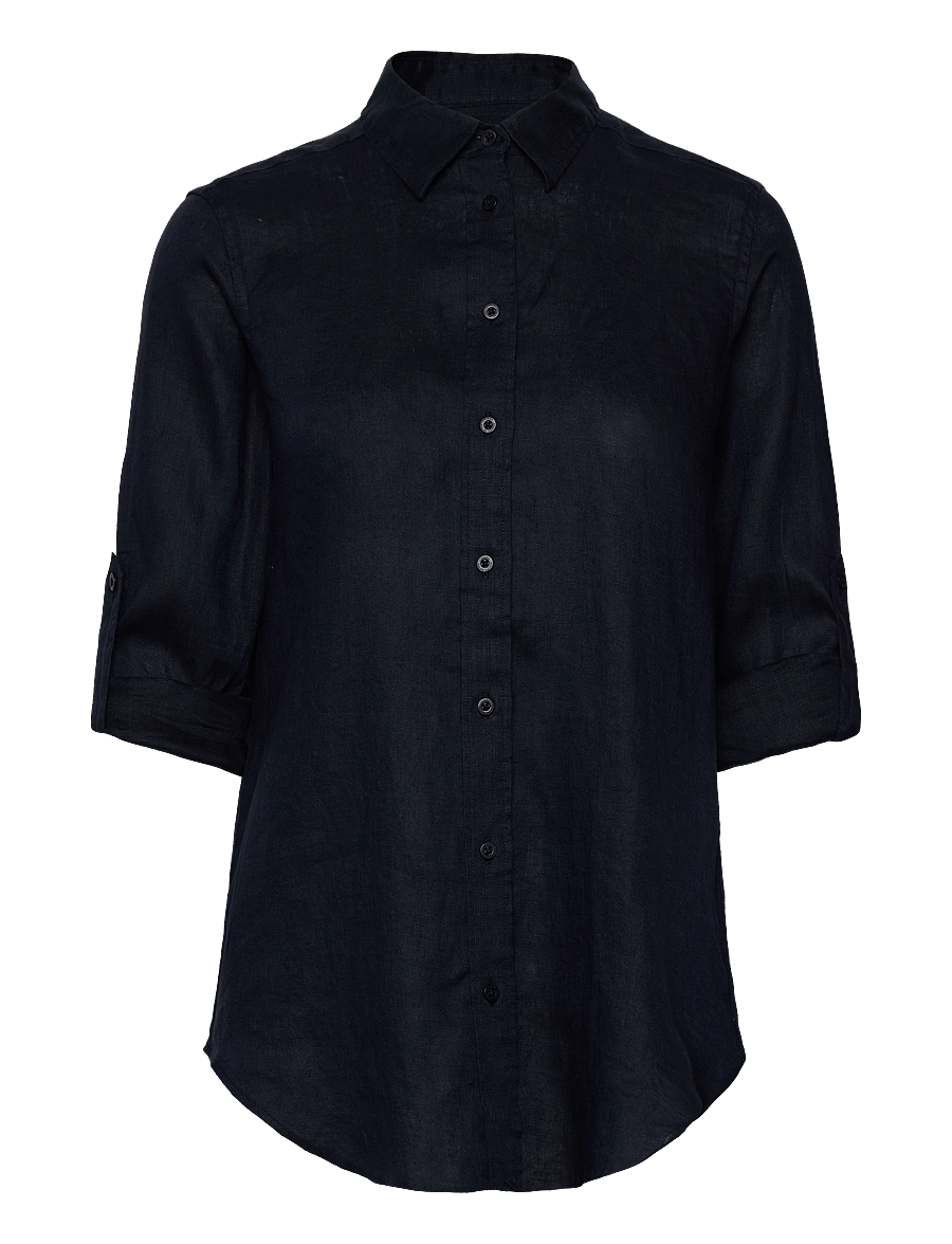 Lauren Ralph Lauren - Relaxed Fit Linen Roll Tab–Sleeve Shirt - hørskjorter - lauren navy - 3