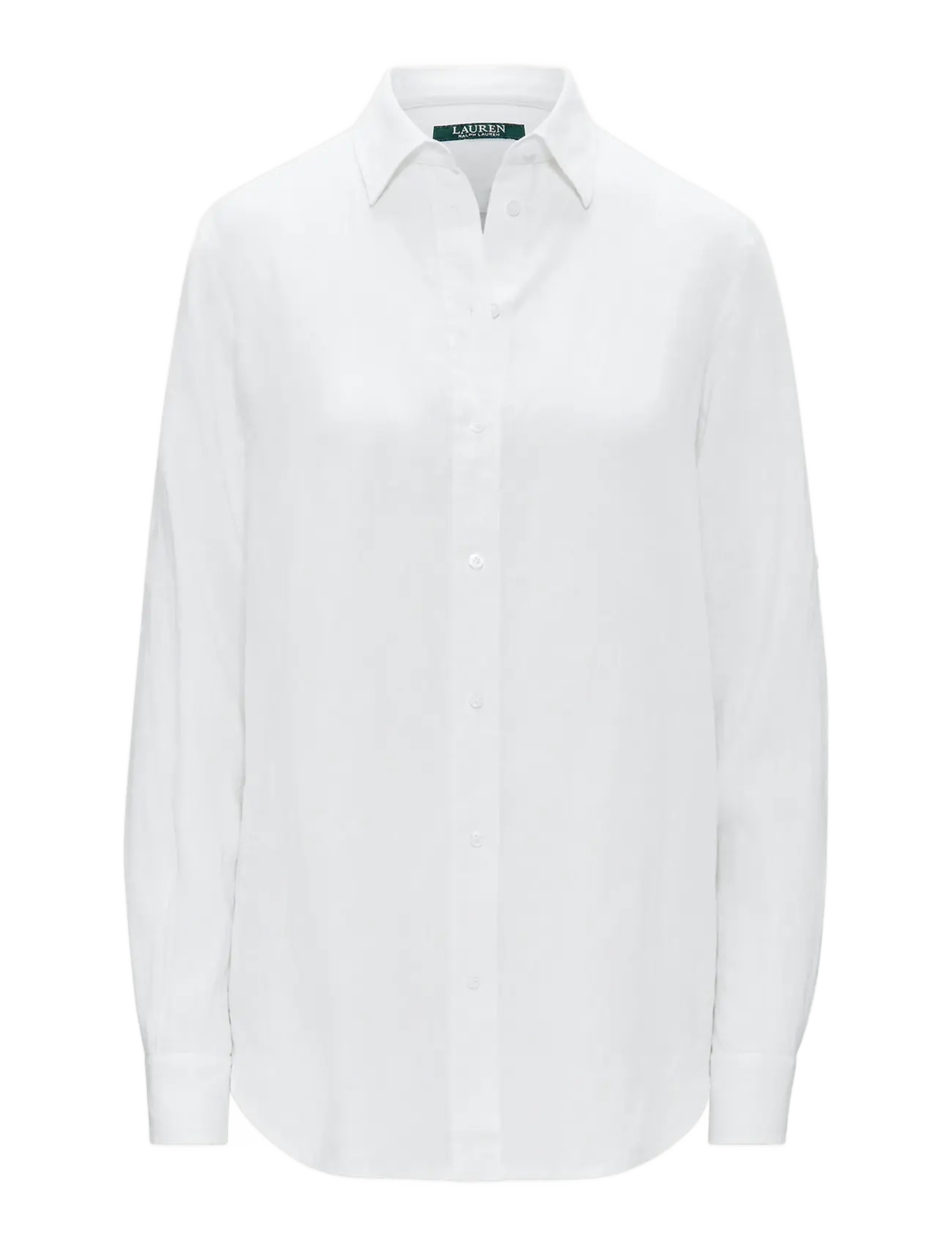 LAUREN RALPH LAUREN Relaxed Fit Linen Roll Tab–Sleeve Shirt Weiß - XS - Damen