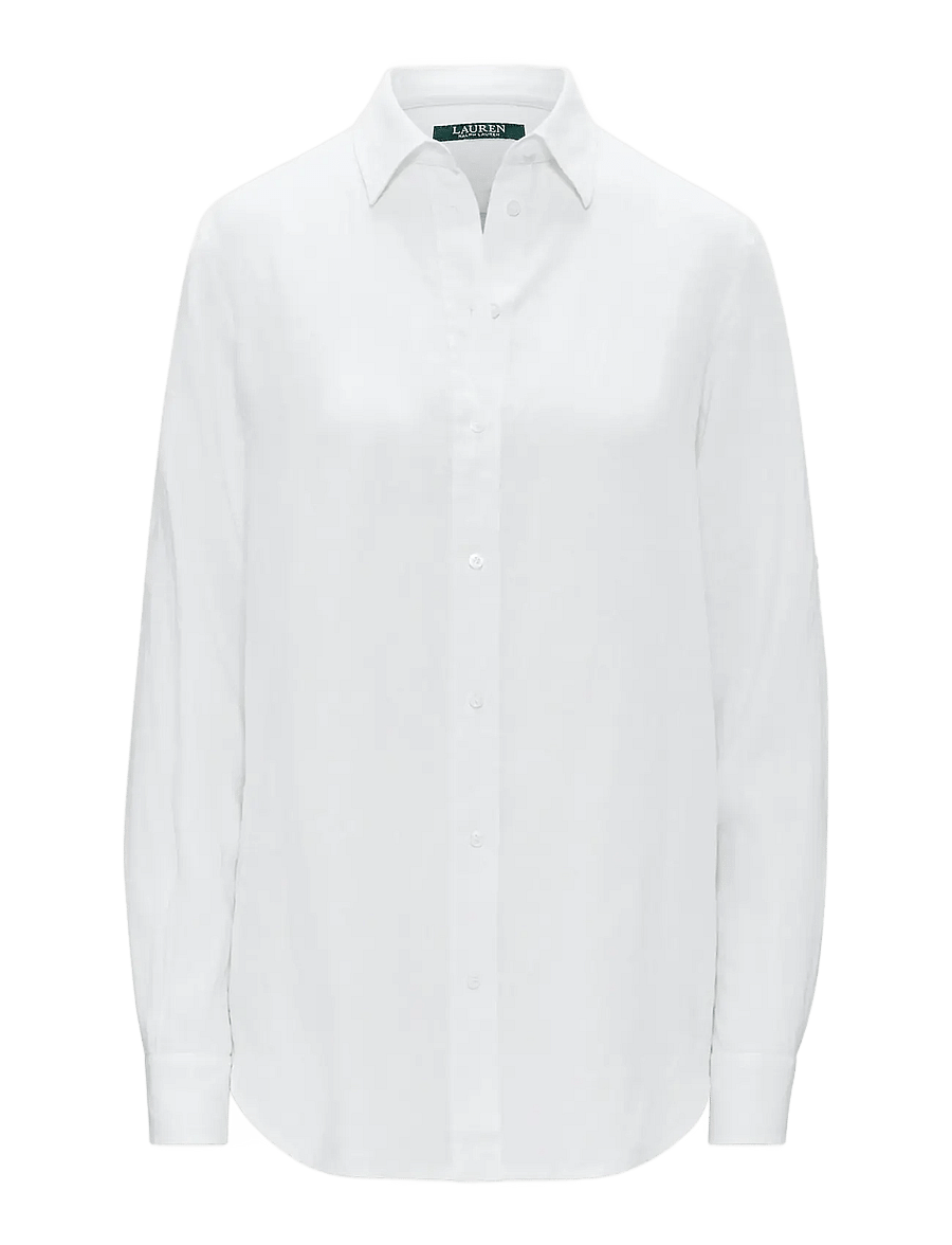Lauren Ralph Lauren - Relaxed Fit Linen Roll Tab–Sleeve Shirt - linen shirts - white - 1