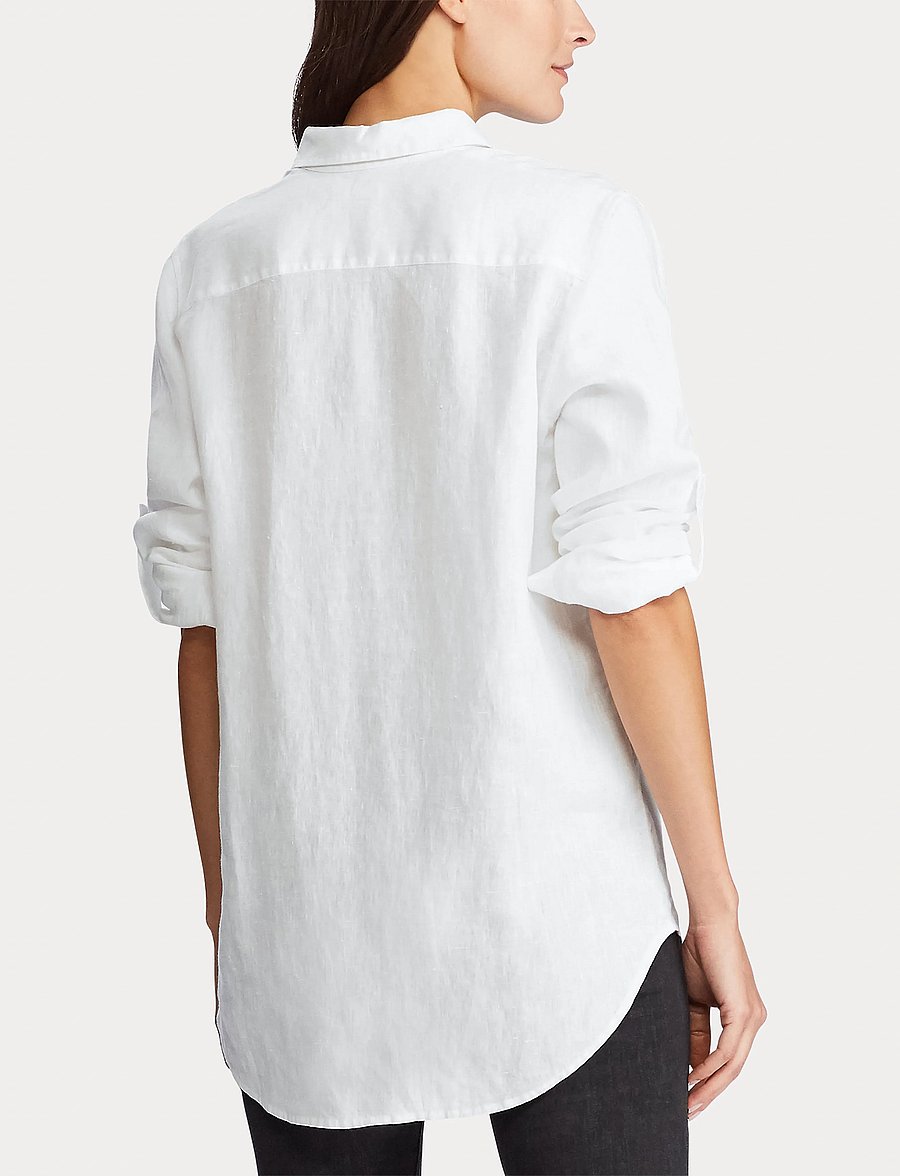 Lauren Ralph Lauren - Relaxed Fit Linen Roll Tab–Sleeve Shirt - linen shirts - white - 4