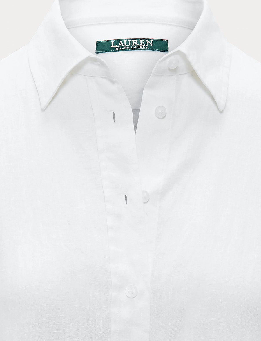 Lauren Ralph Lauren - Relaxed Fit Linen Roll Tab–Sleeve Shirt - linen shirts - white - 5