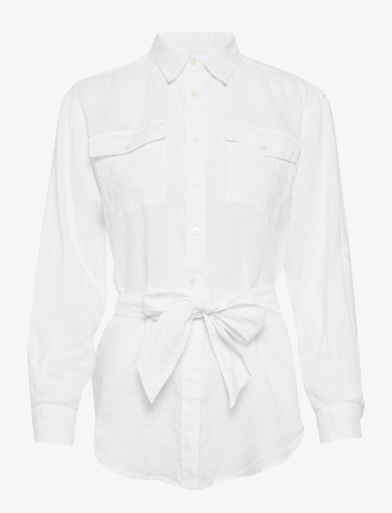 Lauren Ralph Lauren - Relaxed Fit Belted Linen Shirt - linneskjortor - white - 0