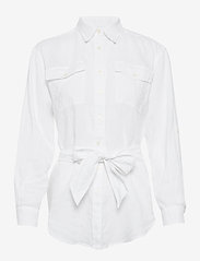 Lauren Ralph Lauren - Belted Linen Shirt - långärmade skjortor - white - 0