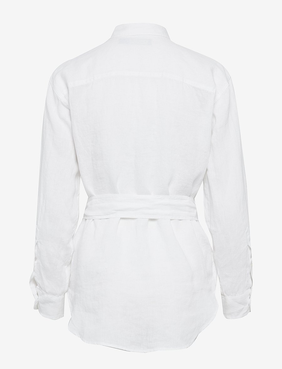 Lauren Ralph Lauren - Relaxed Fit Belted Linen Shirt - linneskjortor - white - 2