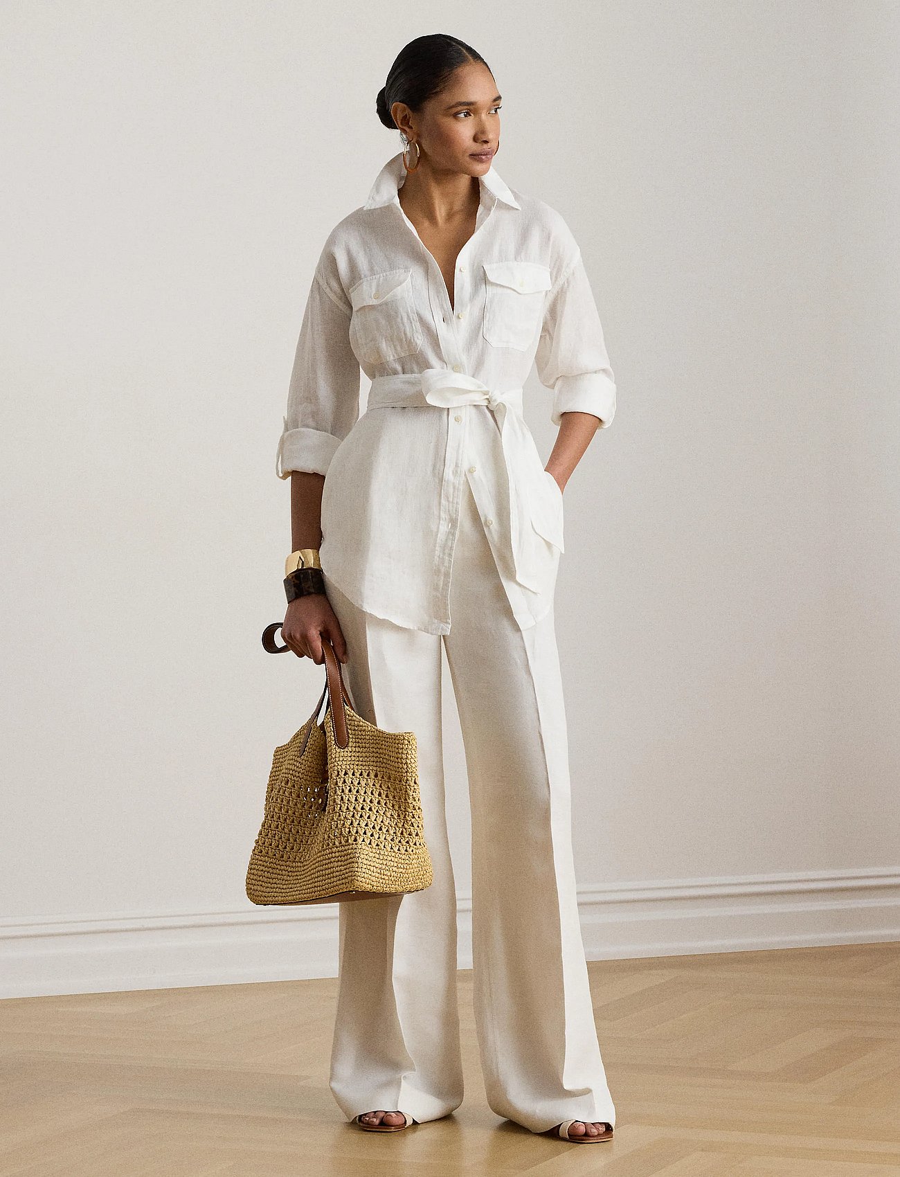 Relaxed Fit Belted Linen Shirt