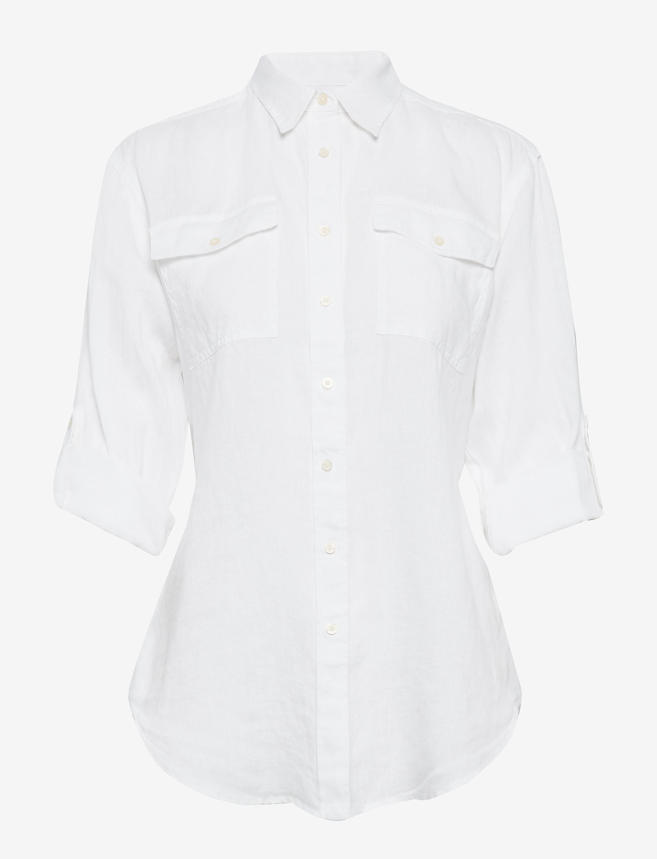 Lauren Ralph Lauren - Relaxed Fit Belted Linen Shirt - linneskjortor - white - 2