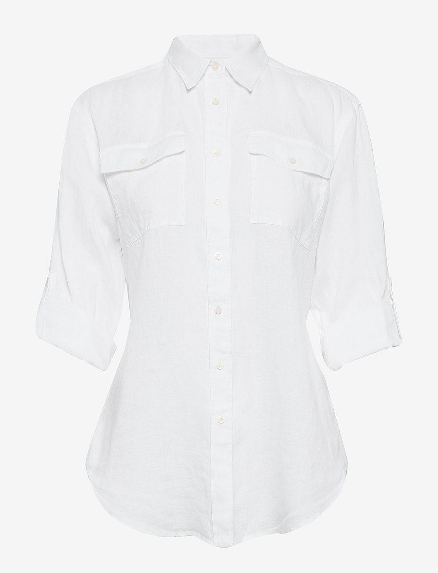 Lauren Ralph Lauren - Relaxed Fit Belted Linen Shirt - linneskjortor - white - 3
