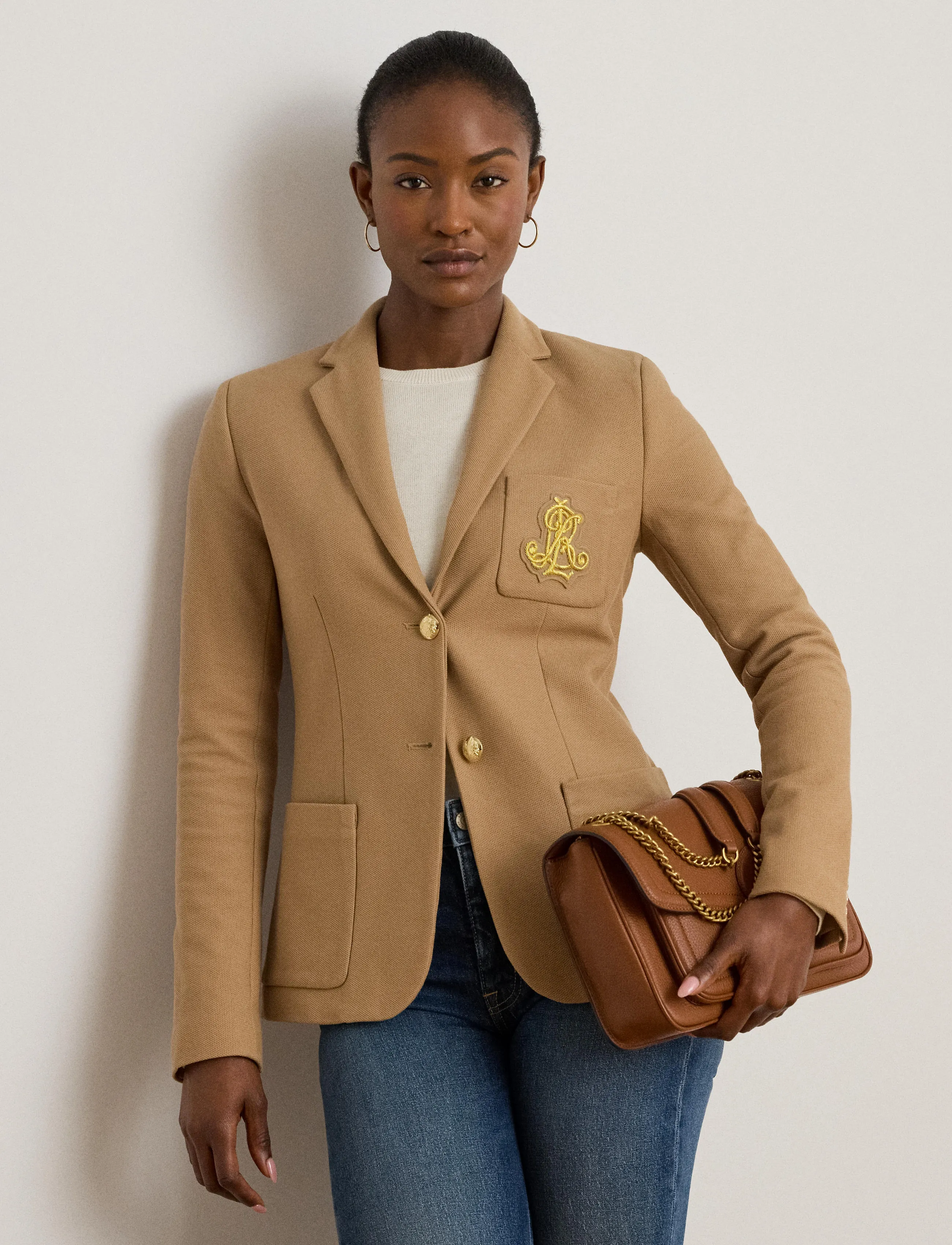 Lauren Ralph Lauren - Bullion Jacquard Blazer - enkeltradede blazere - classic camel - 3