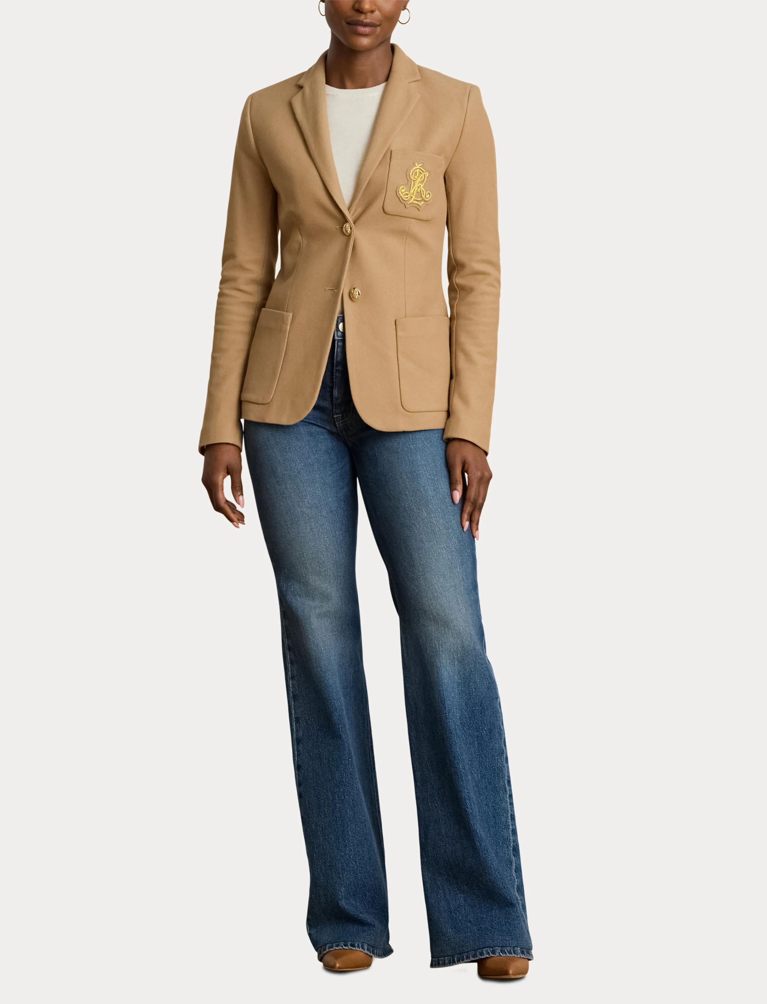Lauren Ralph Lauren - Bullion Jacquard Blazer - enkeltradede blazere - classic camel - 4