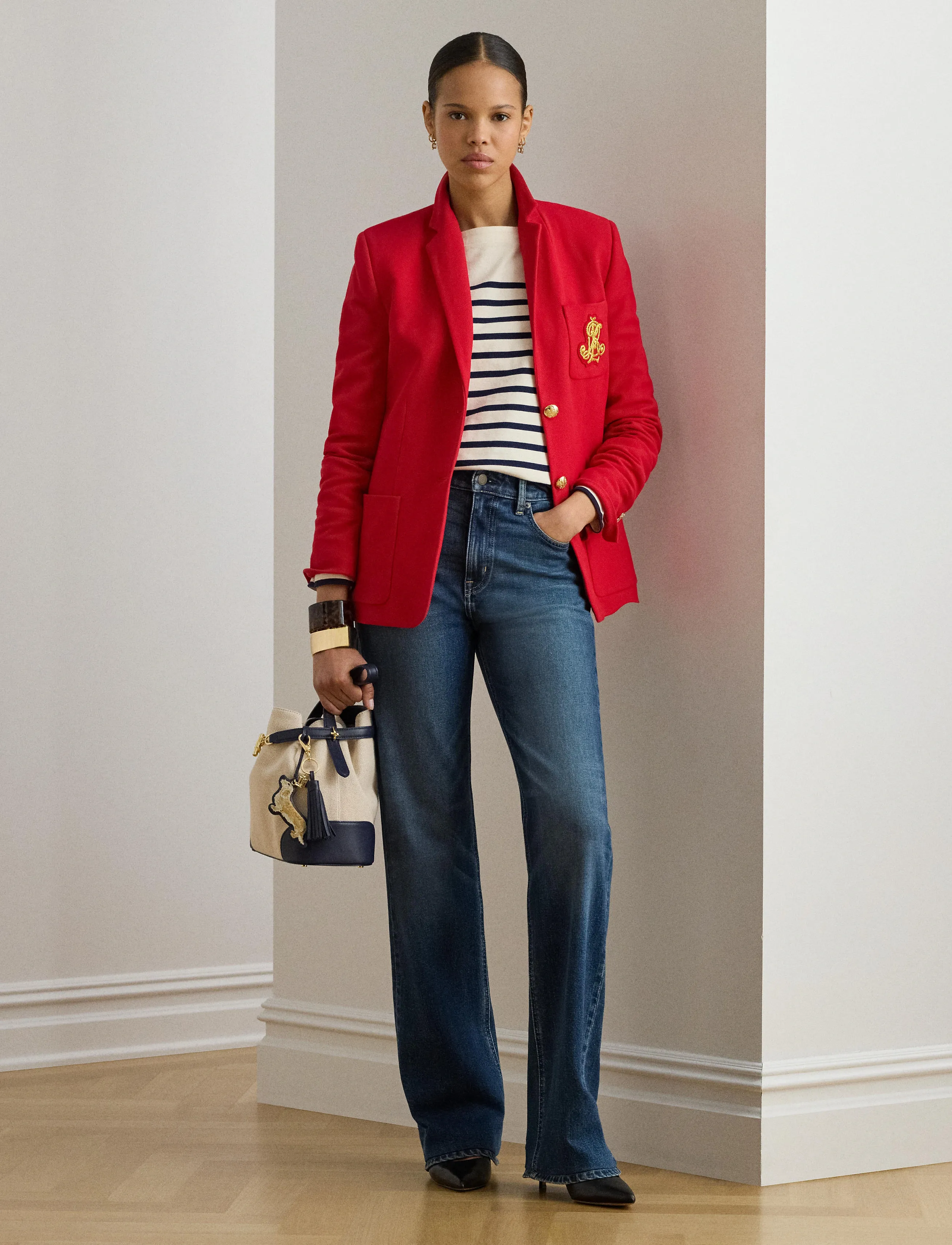 Lauren Ralph Lauren Bullion Jacquard Blazer - Ralph Lauren - CRUISE RED / red