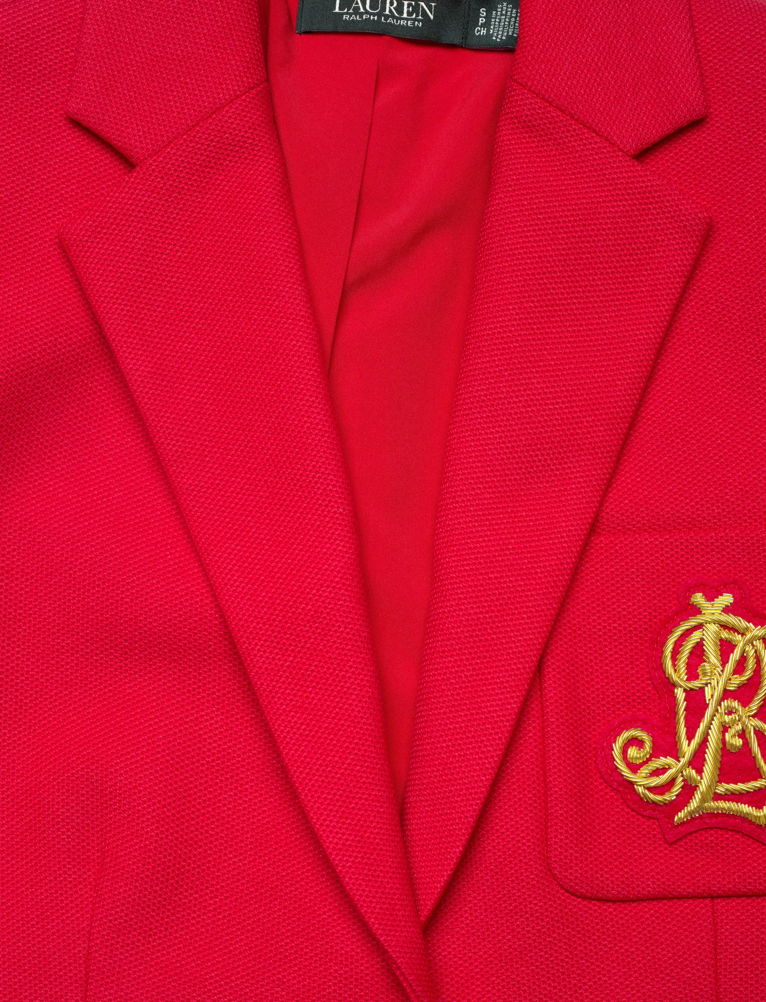 Lauren Ralph Lauren - Bullion Jacquard Blazer - enkeltradede blazere - cruise red - 4