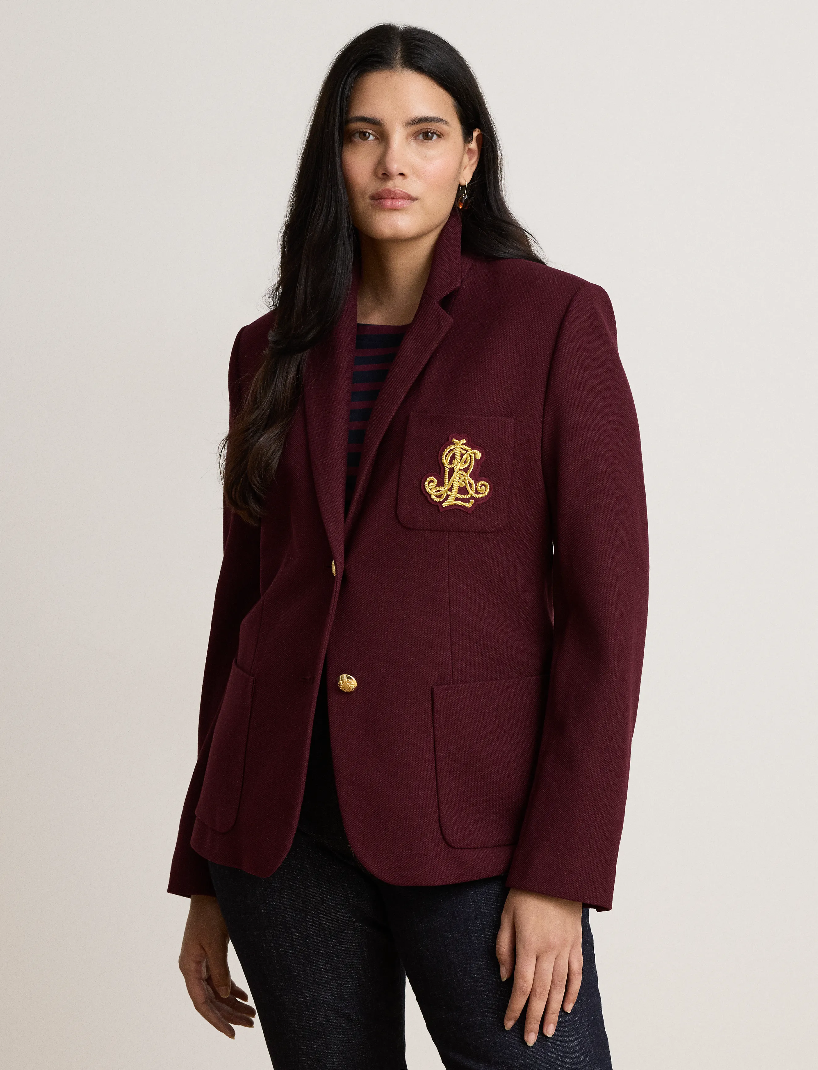 Lauren Ralph Lauren - Bullion Jacquard Blazer - enkeltradede blazere - dark garnet - 1